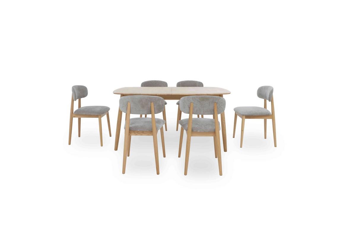 Stockholm Extending Dining Table with 6 Wooden Dining Chairs
