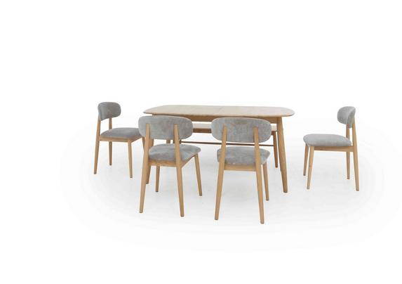 Stockholm Extending Dining Table with 4 Wooden Dining Chairs and a