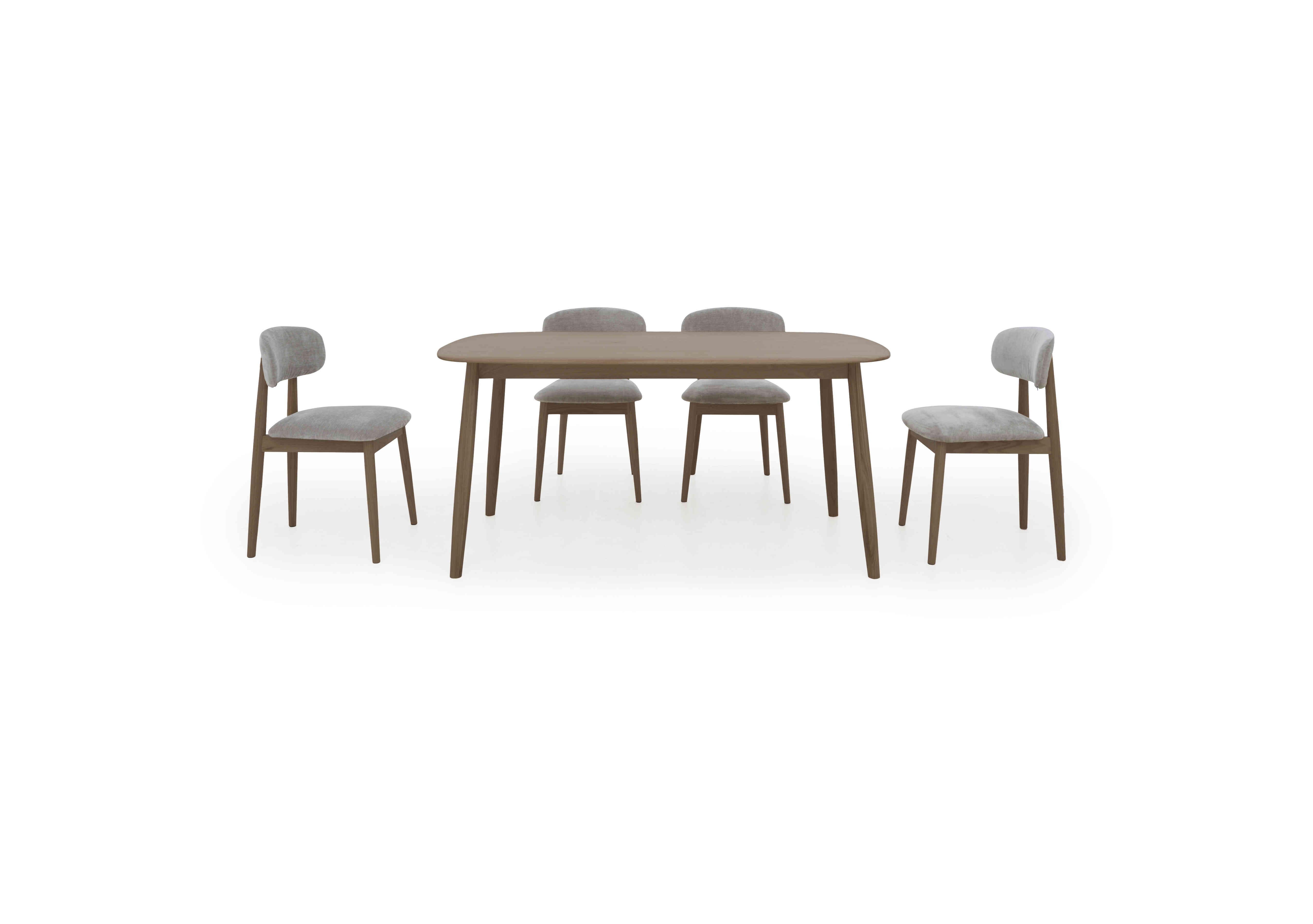 Stockholm Fixed Dining Table with 4 Wooden Dining Chairs in Dark Oak on Furniture Village