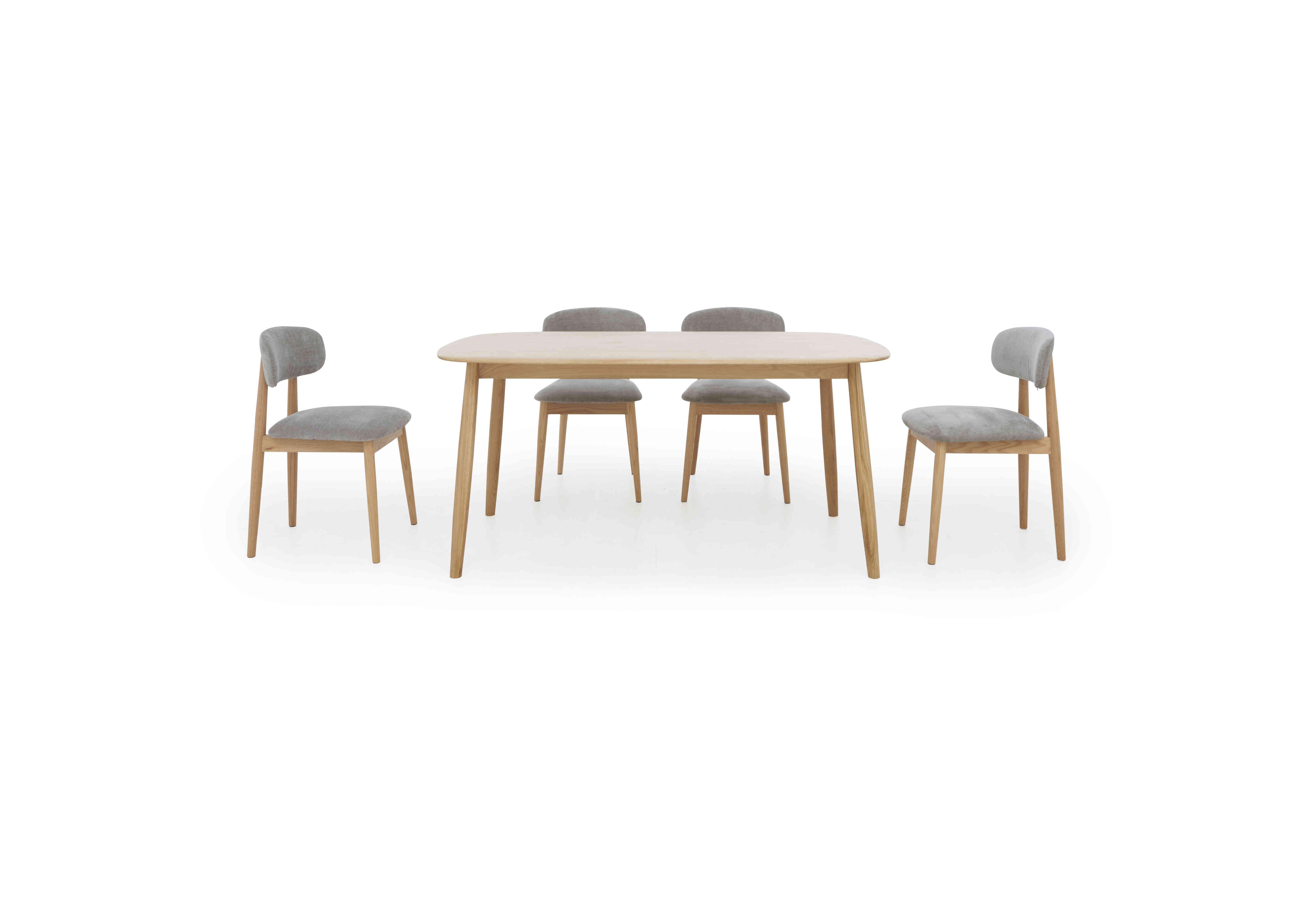 Stockholm Fixed Dining Table with 4 Wooden Dining Chairs in Light Oak on Furniture Village