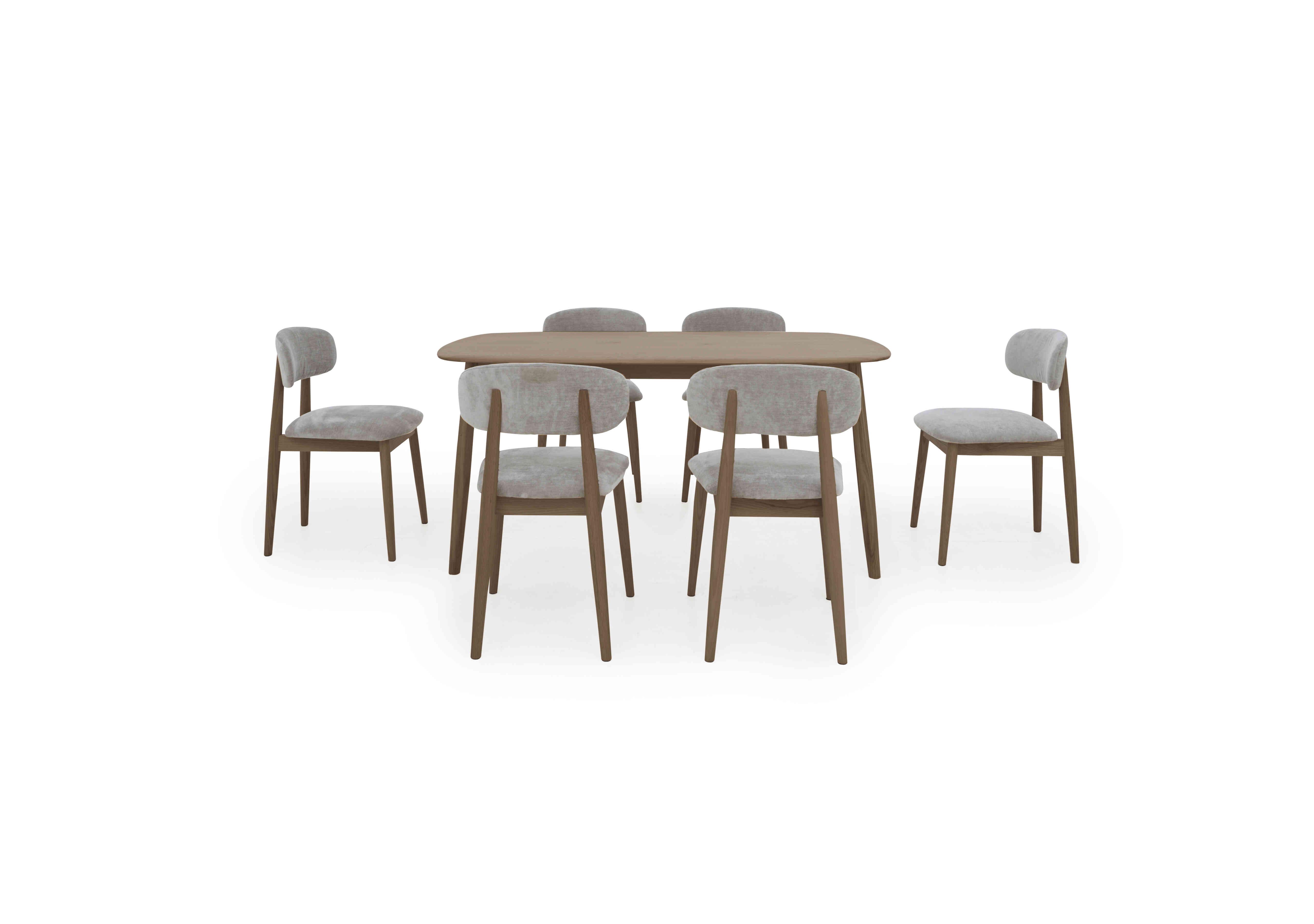 Stockholm Fixed Dining Table with 6 Wooden Dining Chairs in Dark Oak on Furniture Village