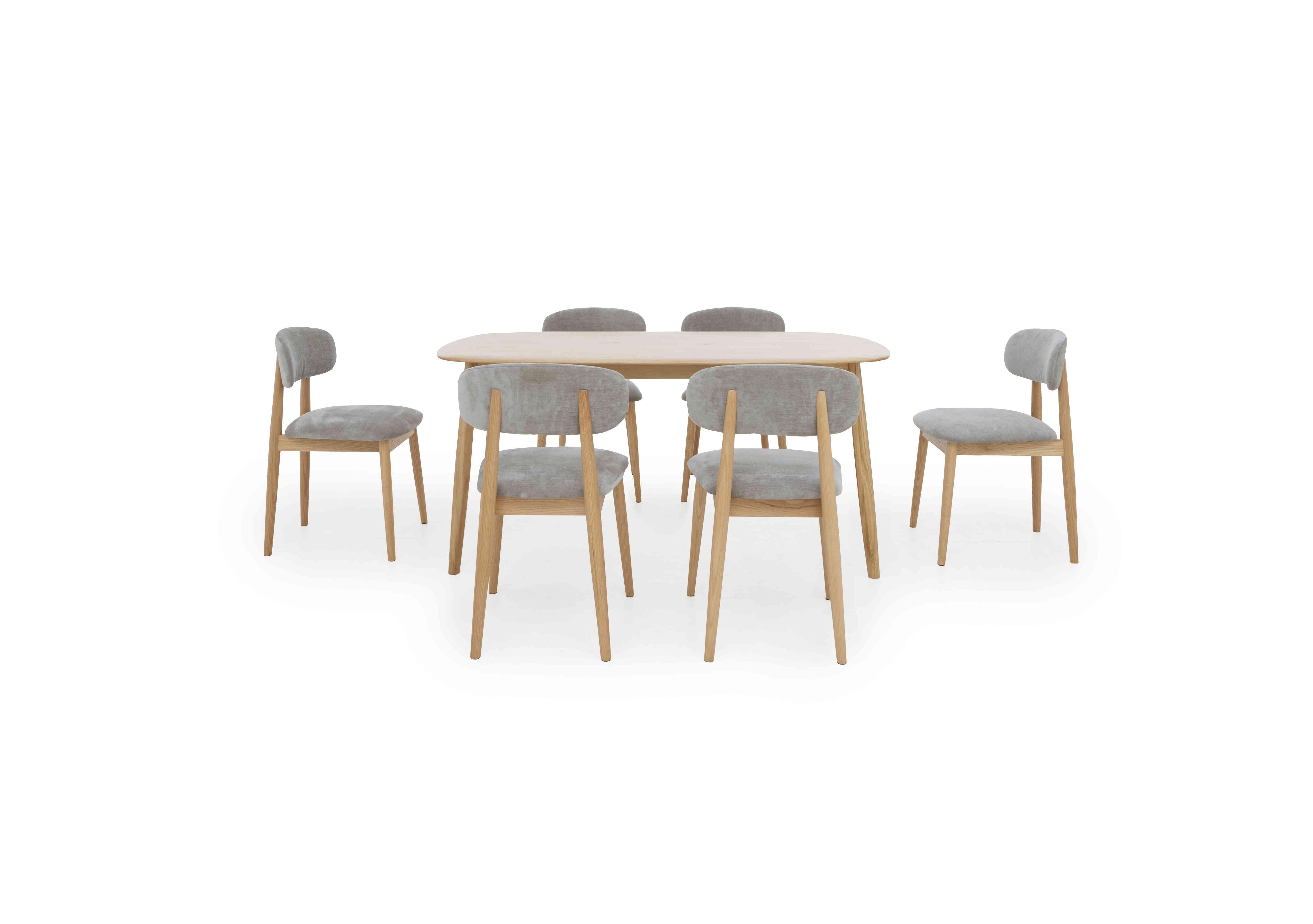 Stockholm Fixed Dining Table with 6 Wooden Dining Chairs in Light Oak on Furniture Village