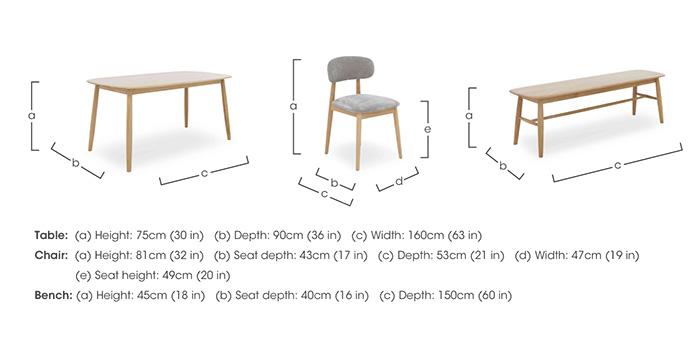 Stockholm Fixed Dining Table with 4 Wooden Dining Chairs and a Dining Bench in  on Furniture Village
