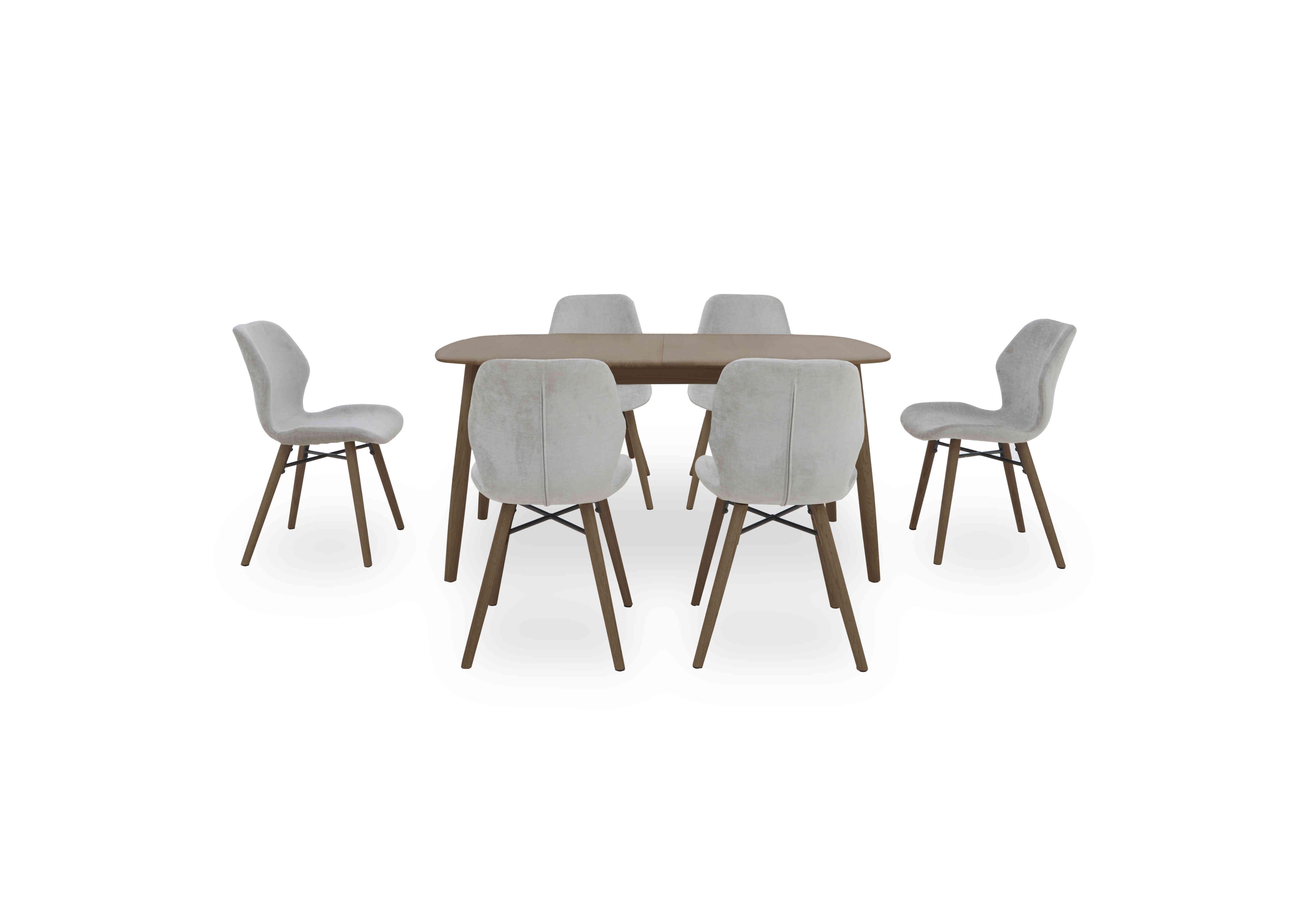 Stockholm Extending Dining Table with 6 Upholstered Dining Chairs in Dark Oak on Furniture Village