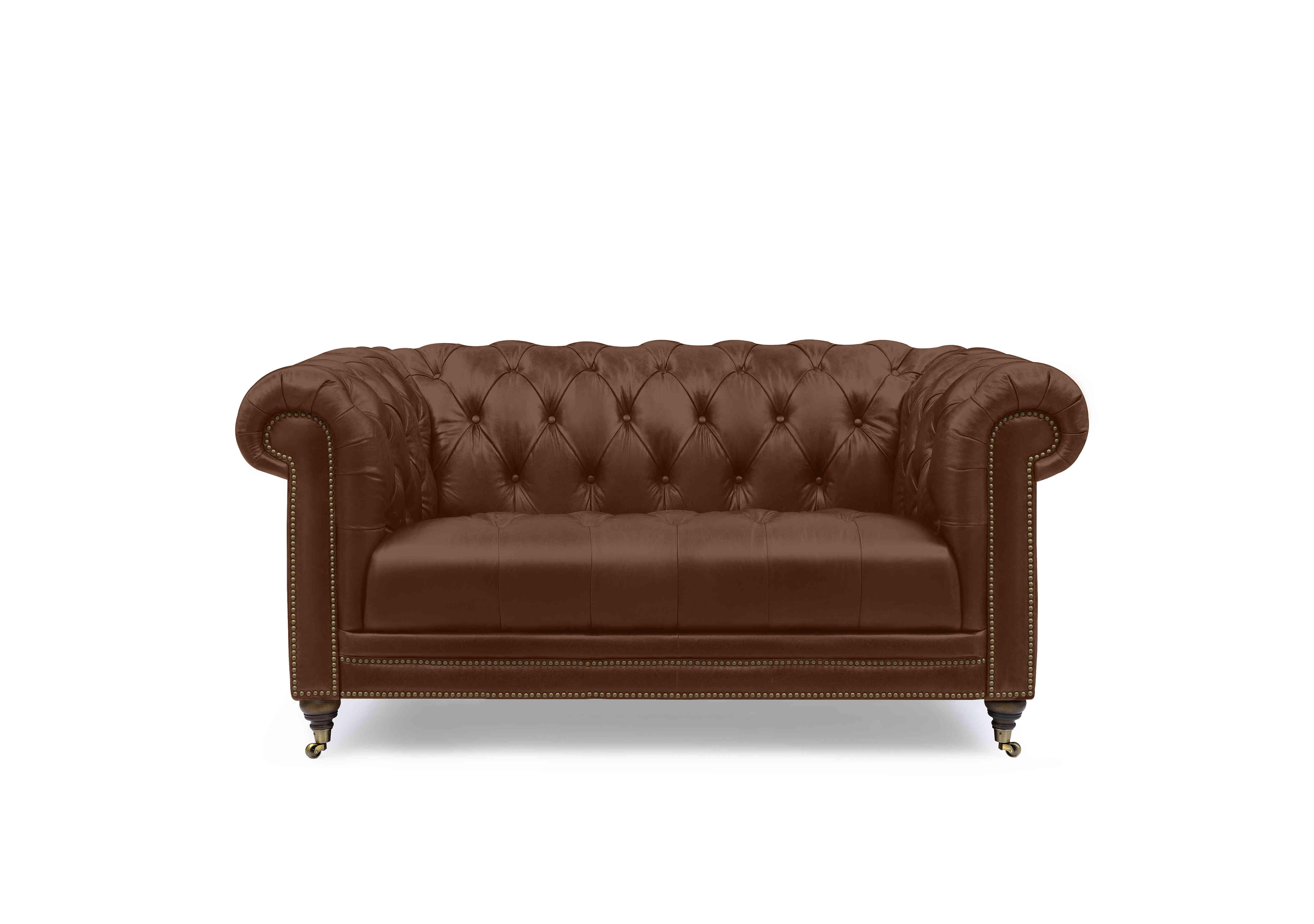 Walter 2 Seater Leather Chesterfield Sofa in Cedar Brown X3-1569ls on Furniture Village