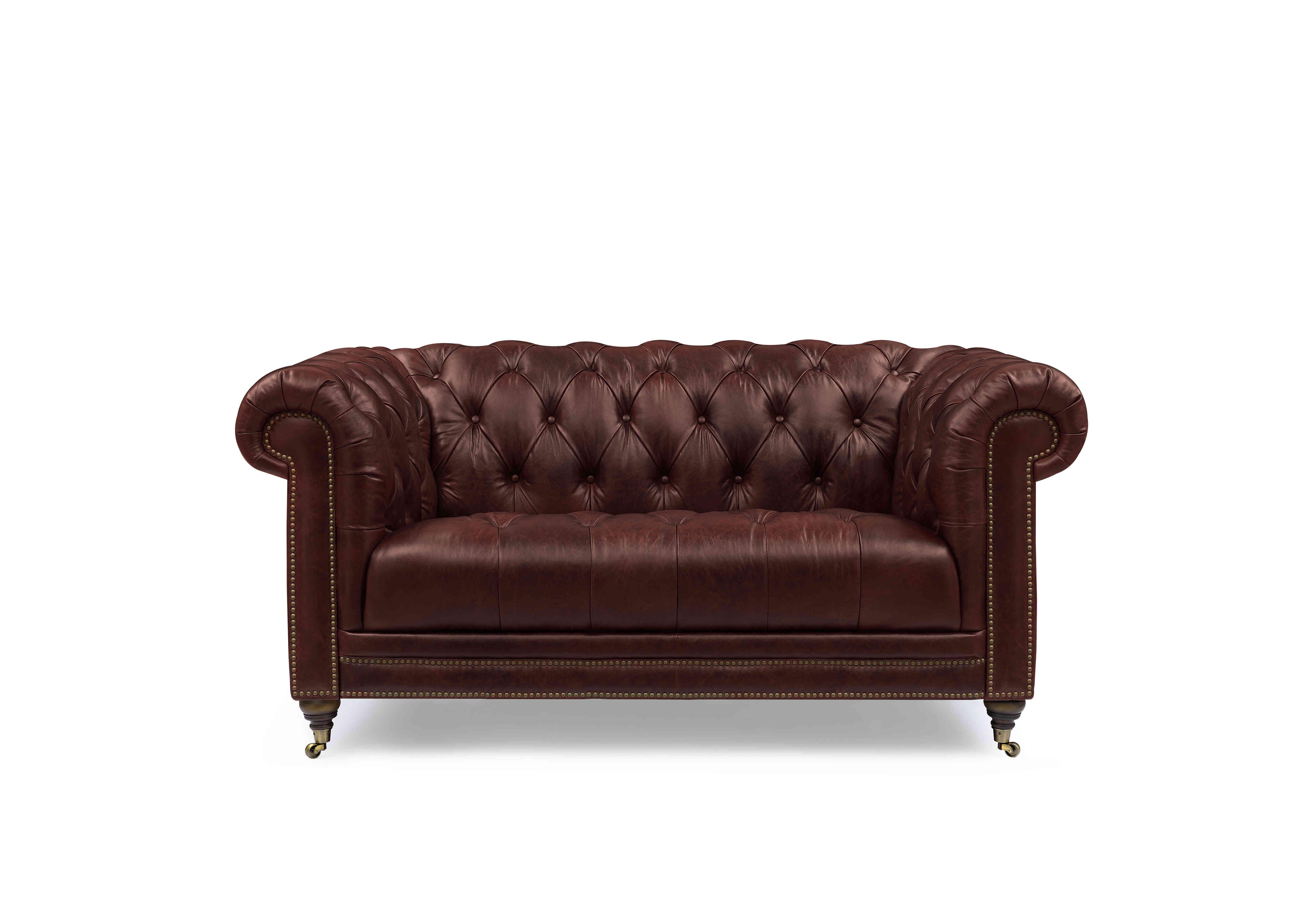 Walter 2 Seater Leather Chesterfield Sofa in X3y1-1964ls Merlot on Furniture Village