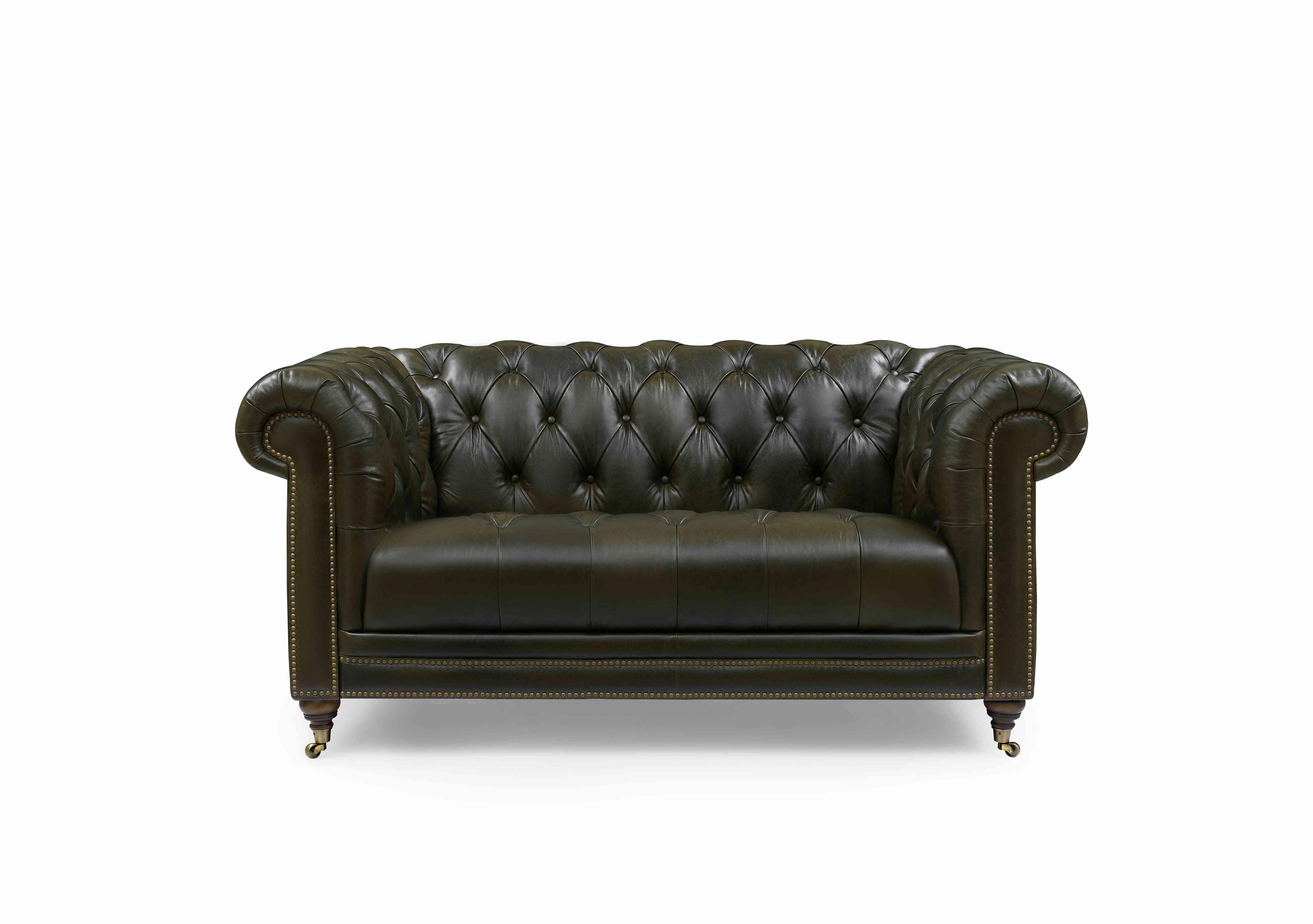 Walter 2 Seater Leather Chesterfield Sofa in X3y1-1965ls Emerald on Furniture Village