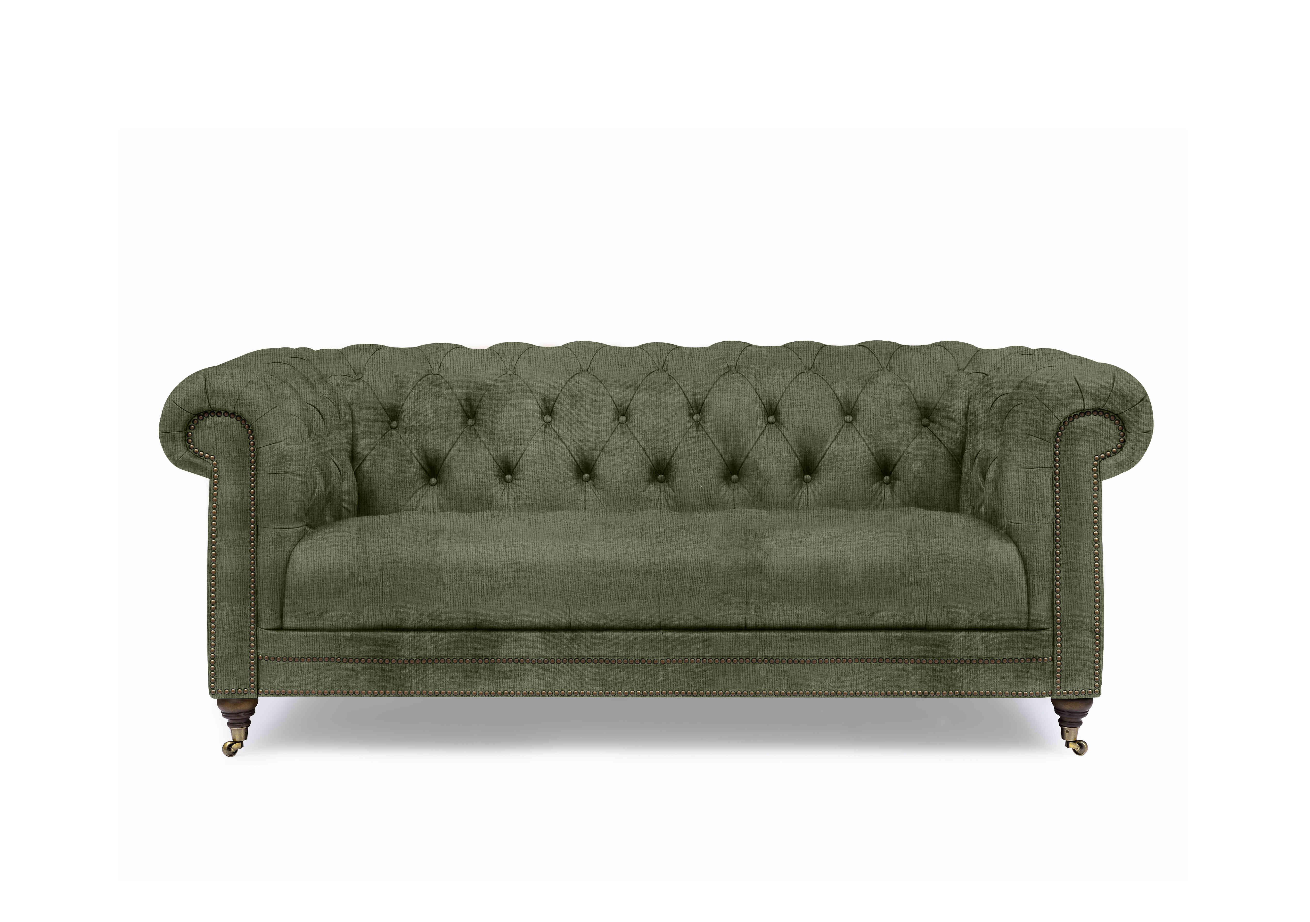 Walter 3 Seater Fabric Chesterfield Sofa in Hunter Green X3-A616 on Furniture Village