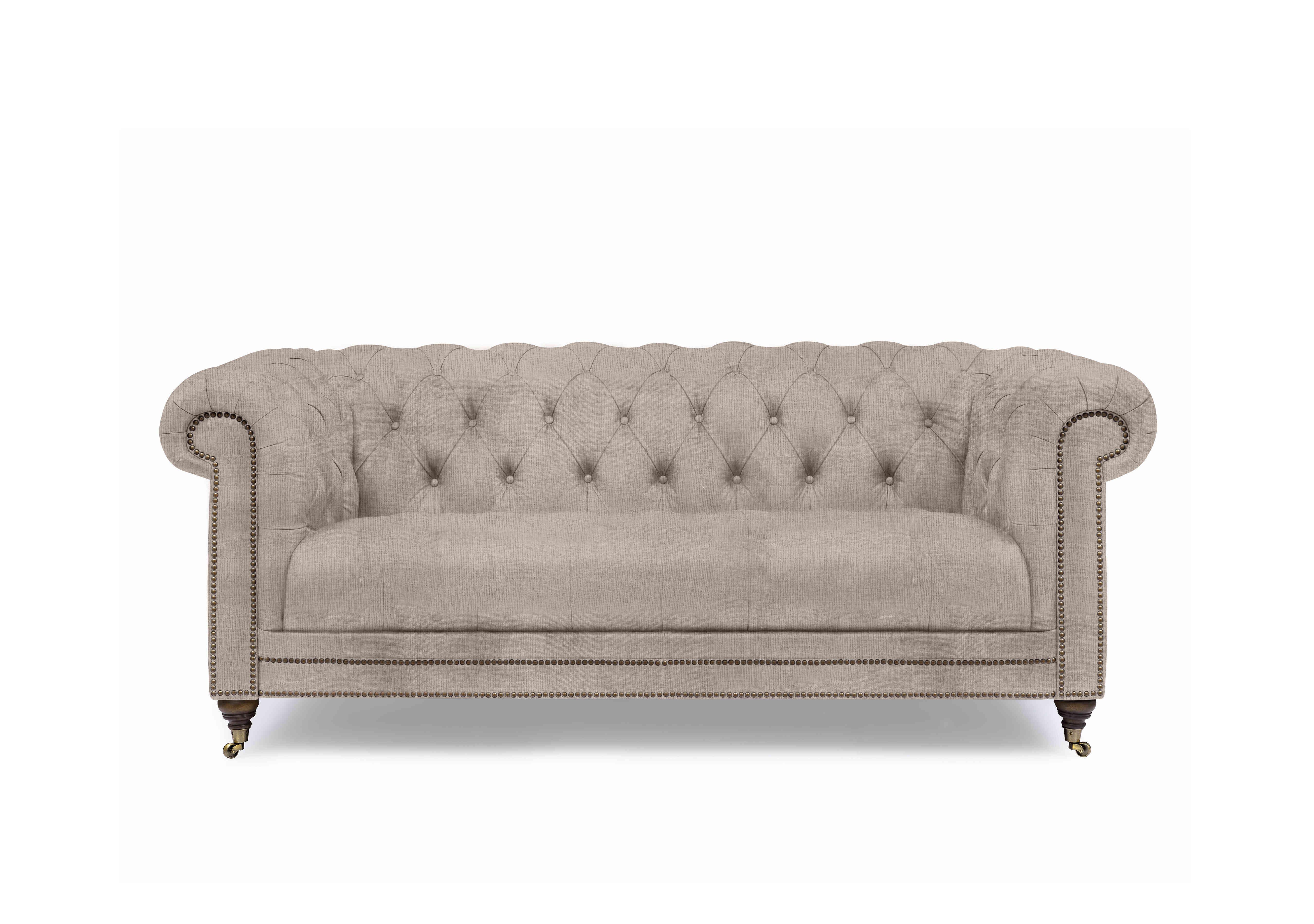 Walter 3 Seater Fabric Chesterfield Sofa in X3-A607 Bailey Brown on Furniture Village