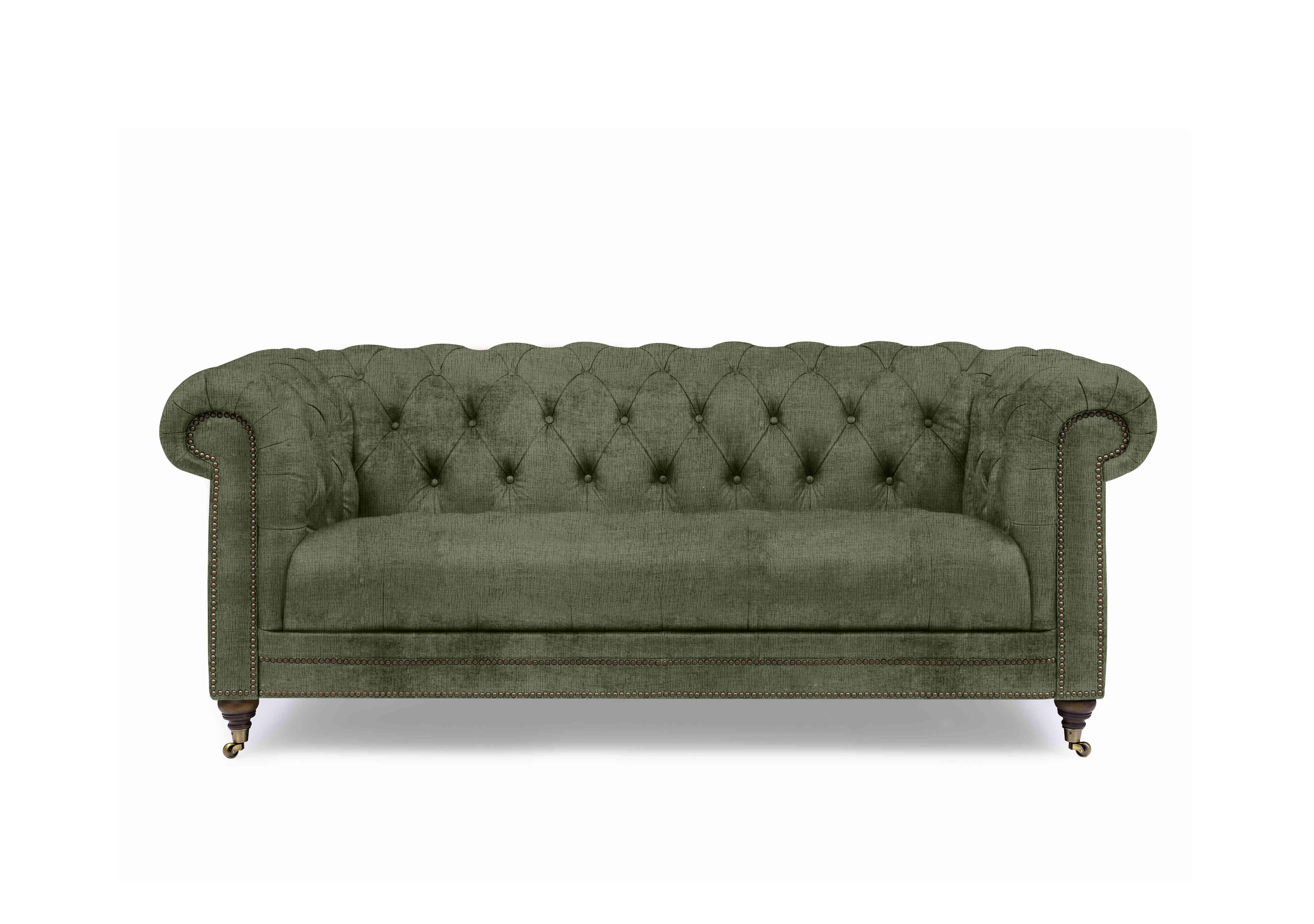 Walter 3 Seater Fabric Chesterfield Sofa in X3-A616 Hunter Green on Furniture Village