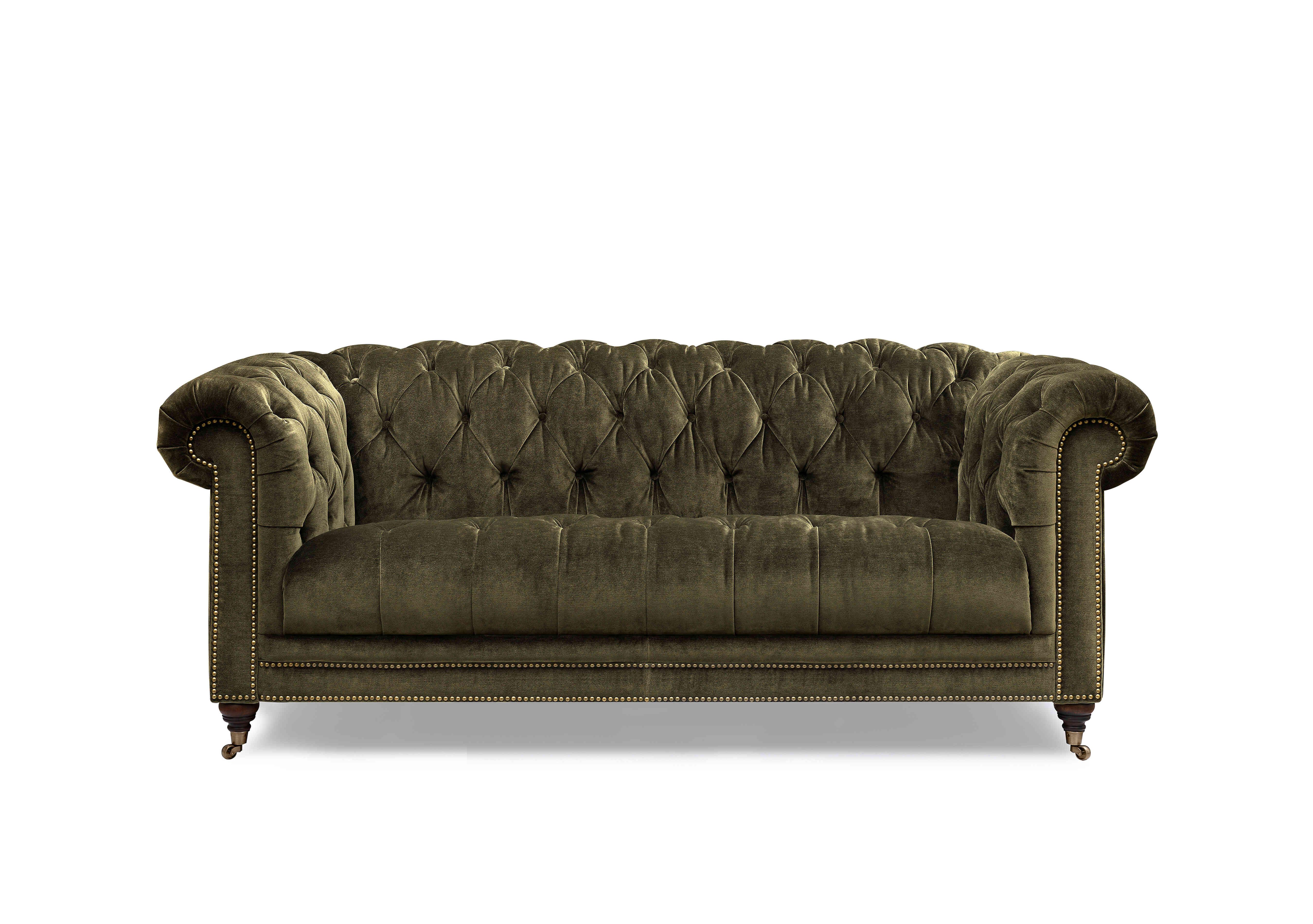 Walter 3 Seater Fabric Chesterfield Sofa in X3y1-W018 Pine on Furniture Village