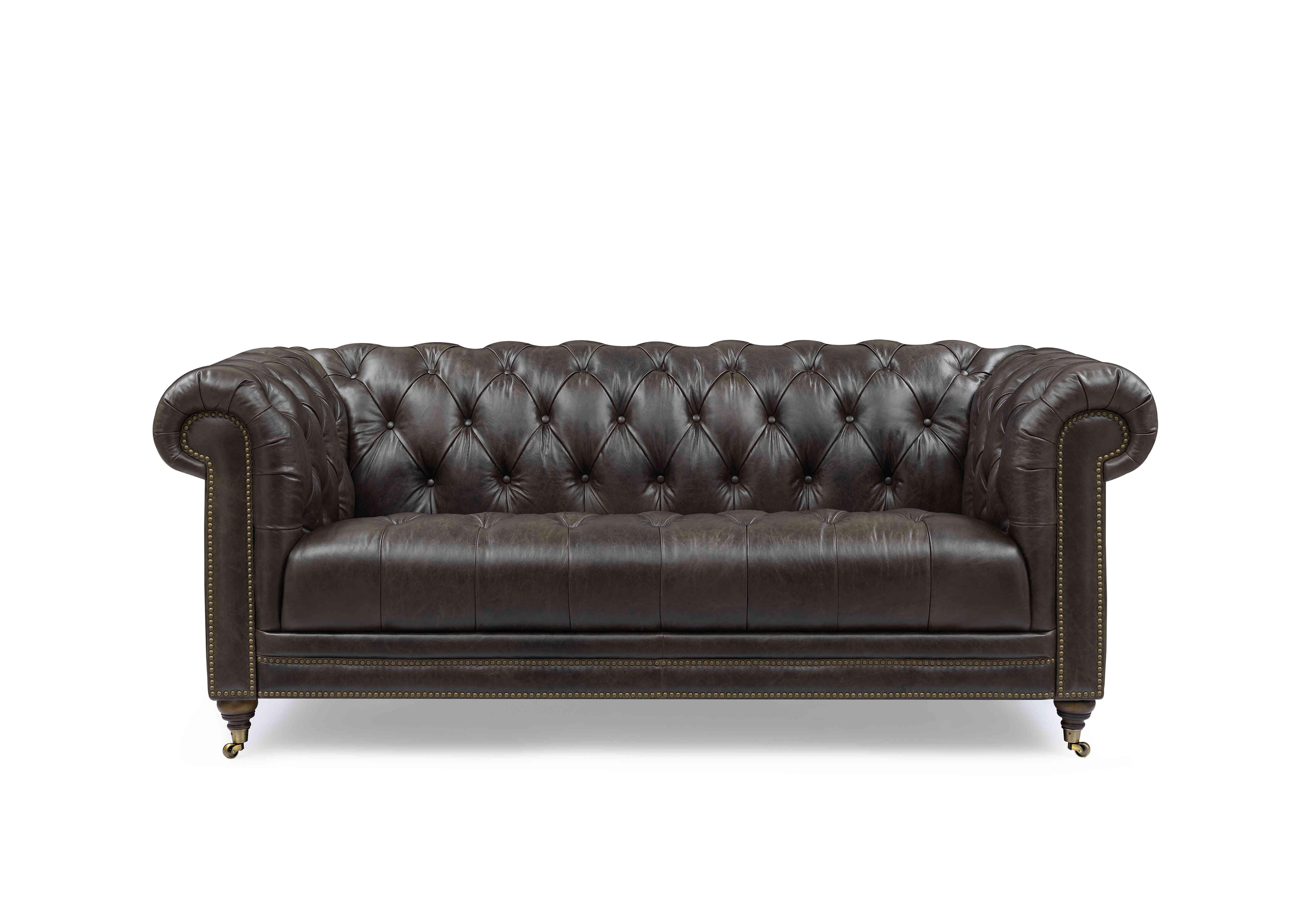 Walter 3 Seater Leather Chesterfield Sofa in Cannon X3y1-1759ls on Furniture Village