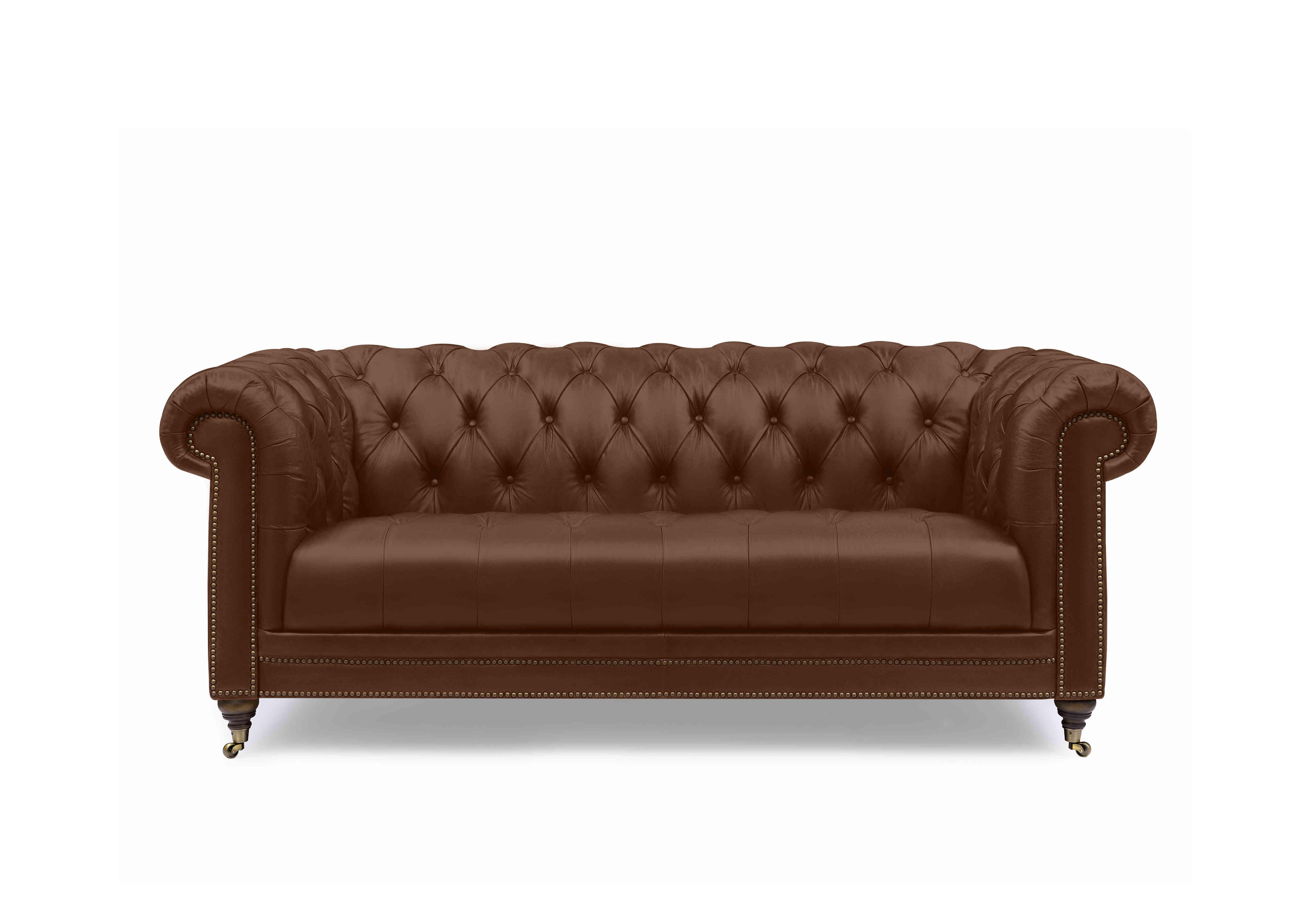 Walter 3 Seater Leather Chesterfield Sofa in Cedar Brown X3-1569ls on Furniture Village