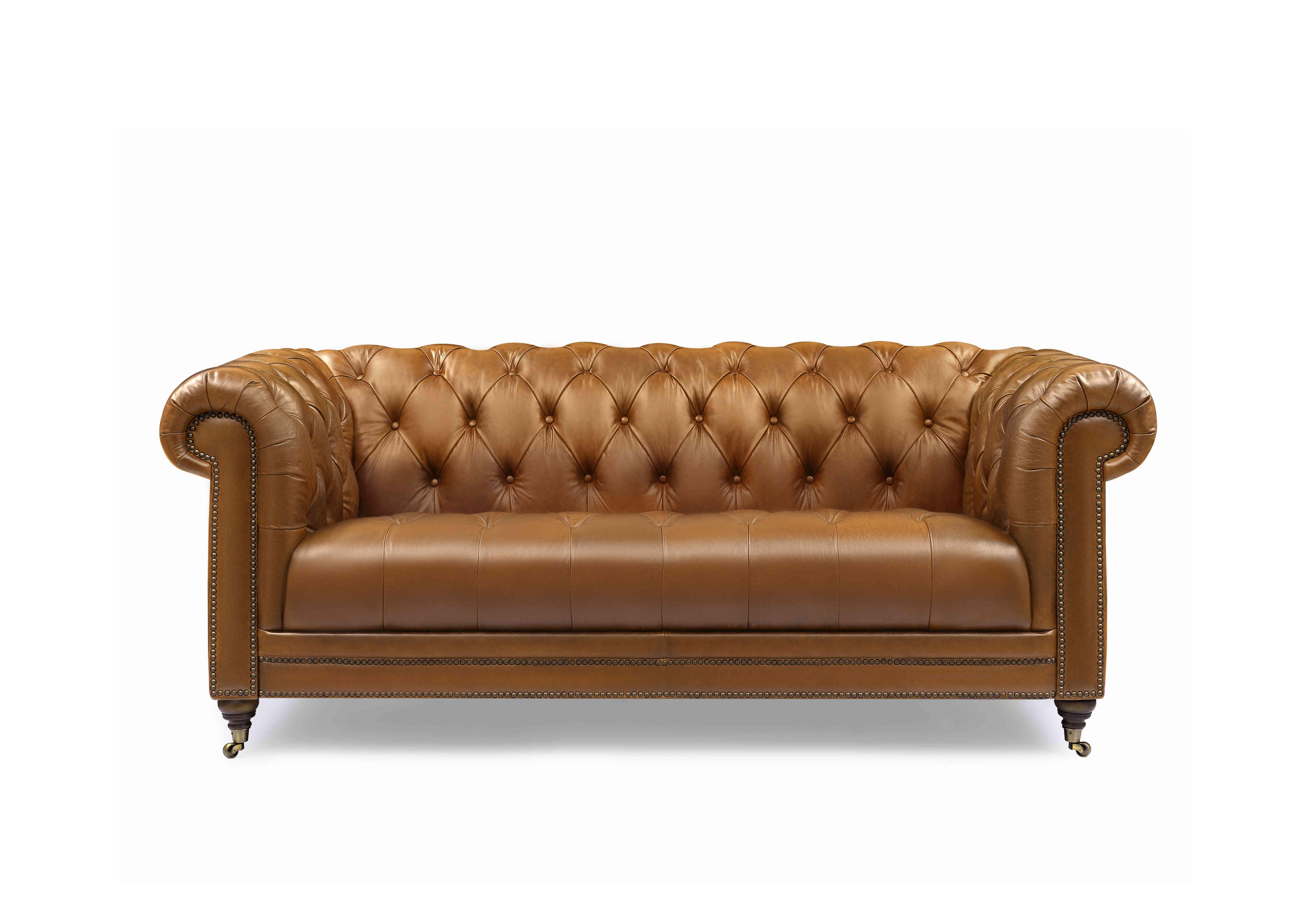 Walter 3 Seater Leather Chesterfield Sofa in Inca X3y1-1957ls on Furniture Village