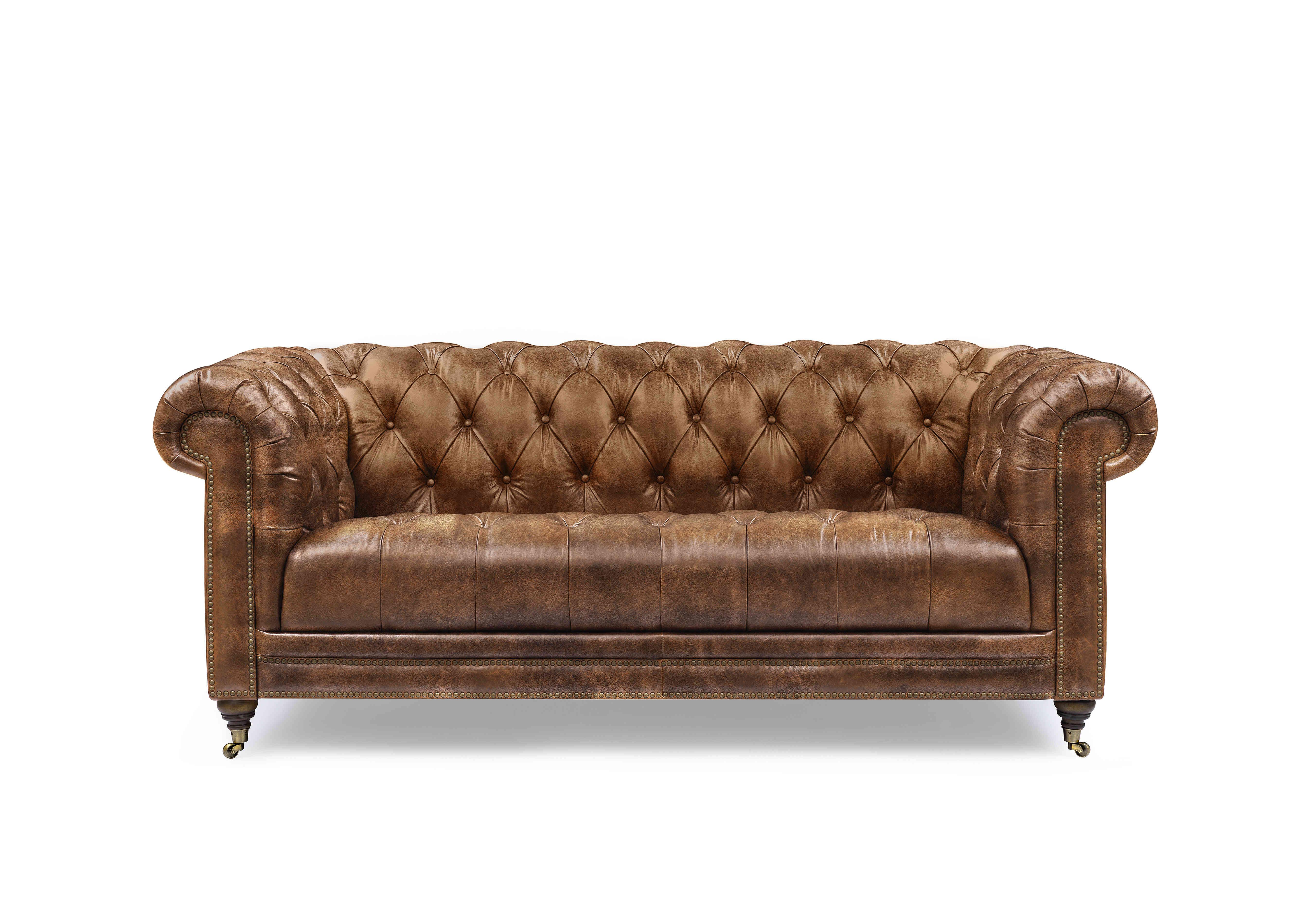 Walter 3 Seater Leather Chesterfield Sofa in Saddle X3y1-1981ls on Furniture Village