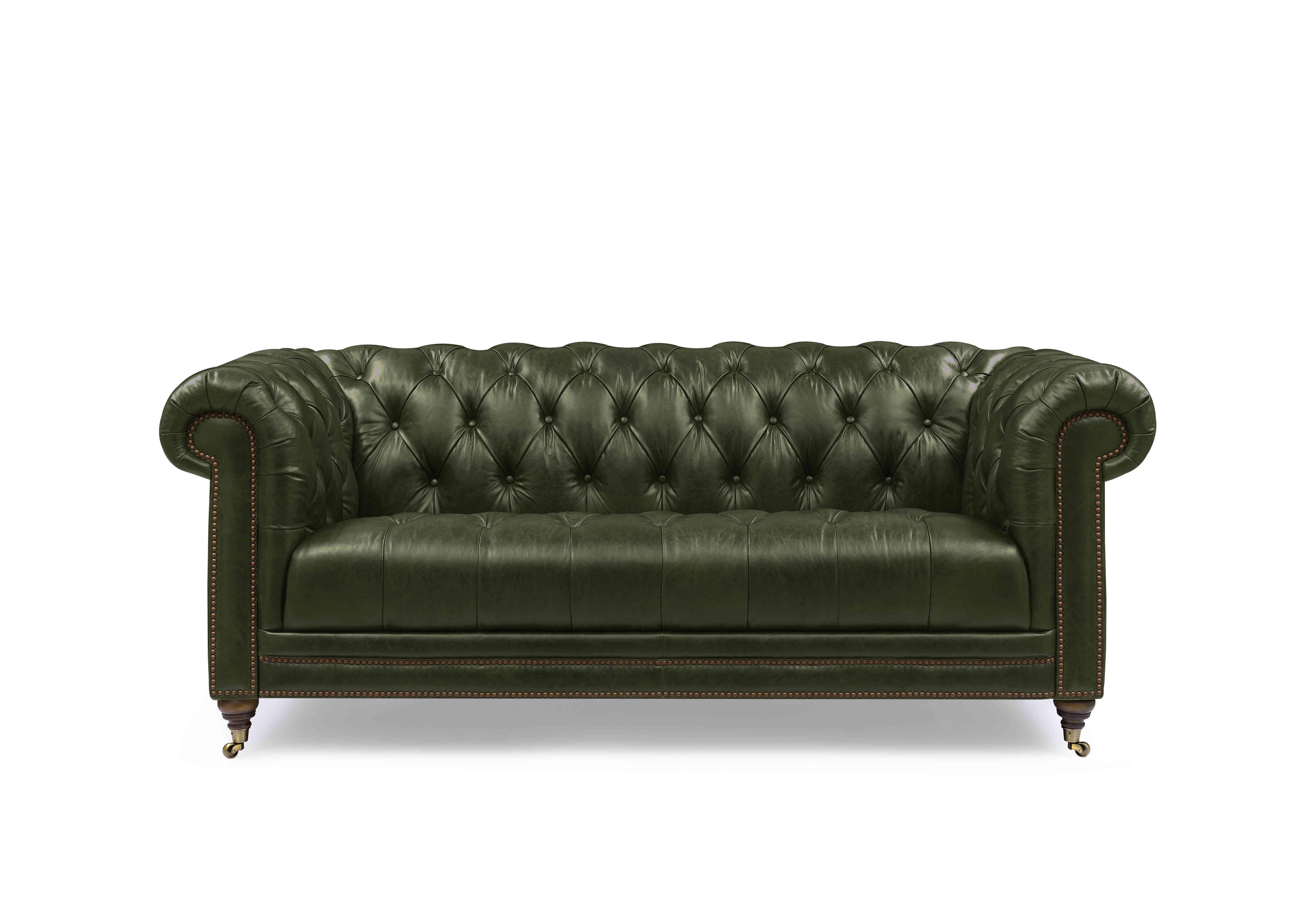 Walter 3 Seater Leather Chesterfield Sofa in X3y1-1965ls Emerald on Furniture Village