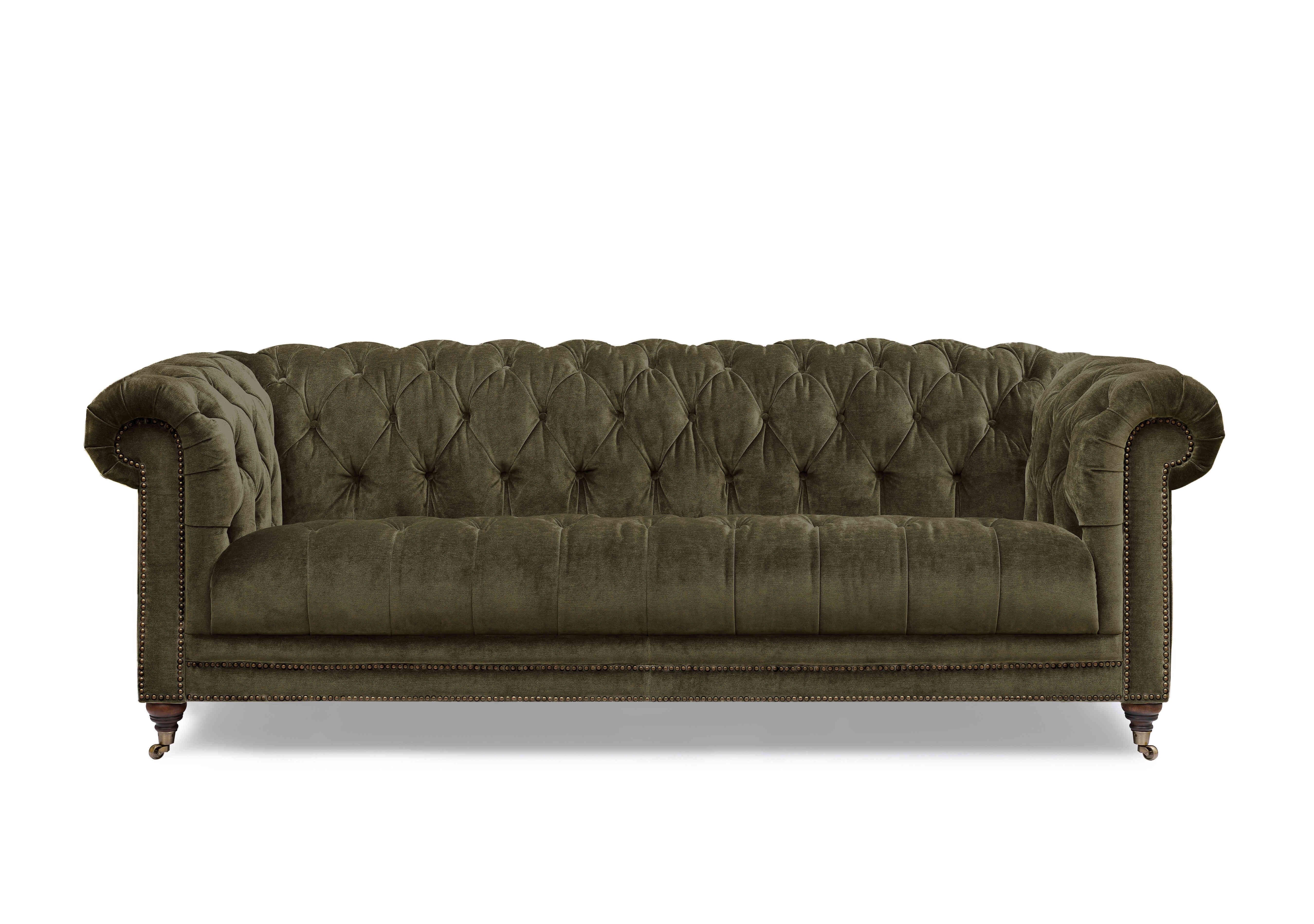 Walter 4 Seater Fabric Chesterfield Sofa in X3y1-W018 Pine on Furniture Village