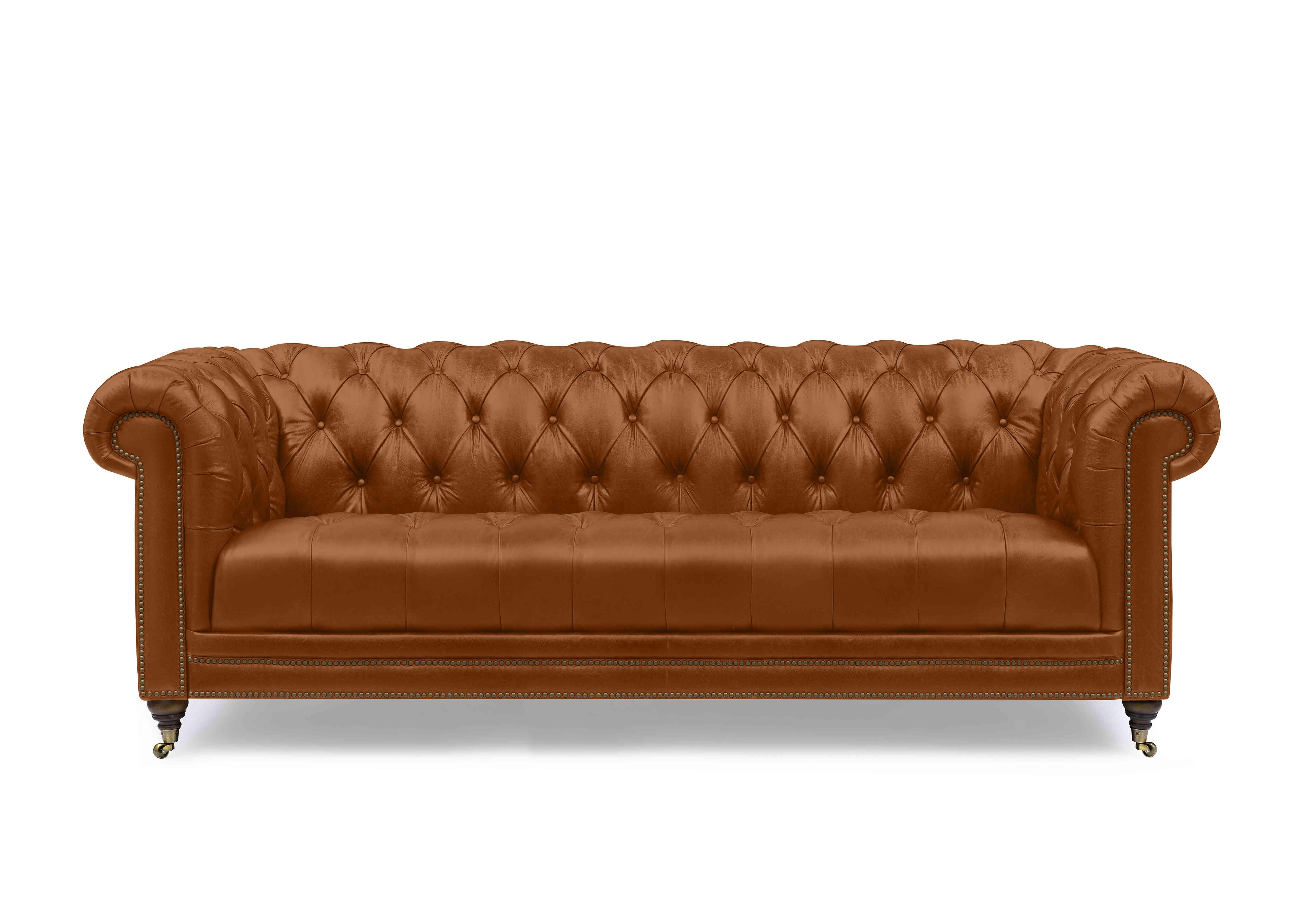 Walter 4 Seater Leather Chesterfield Sofa in X3-2565ls Windsor Tan on Furniture Village