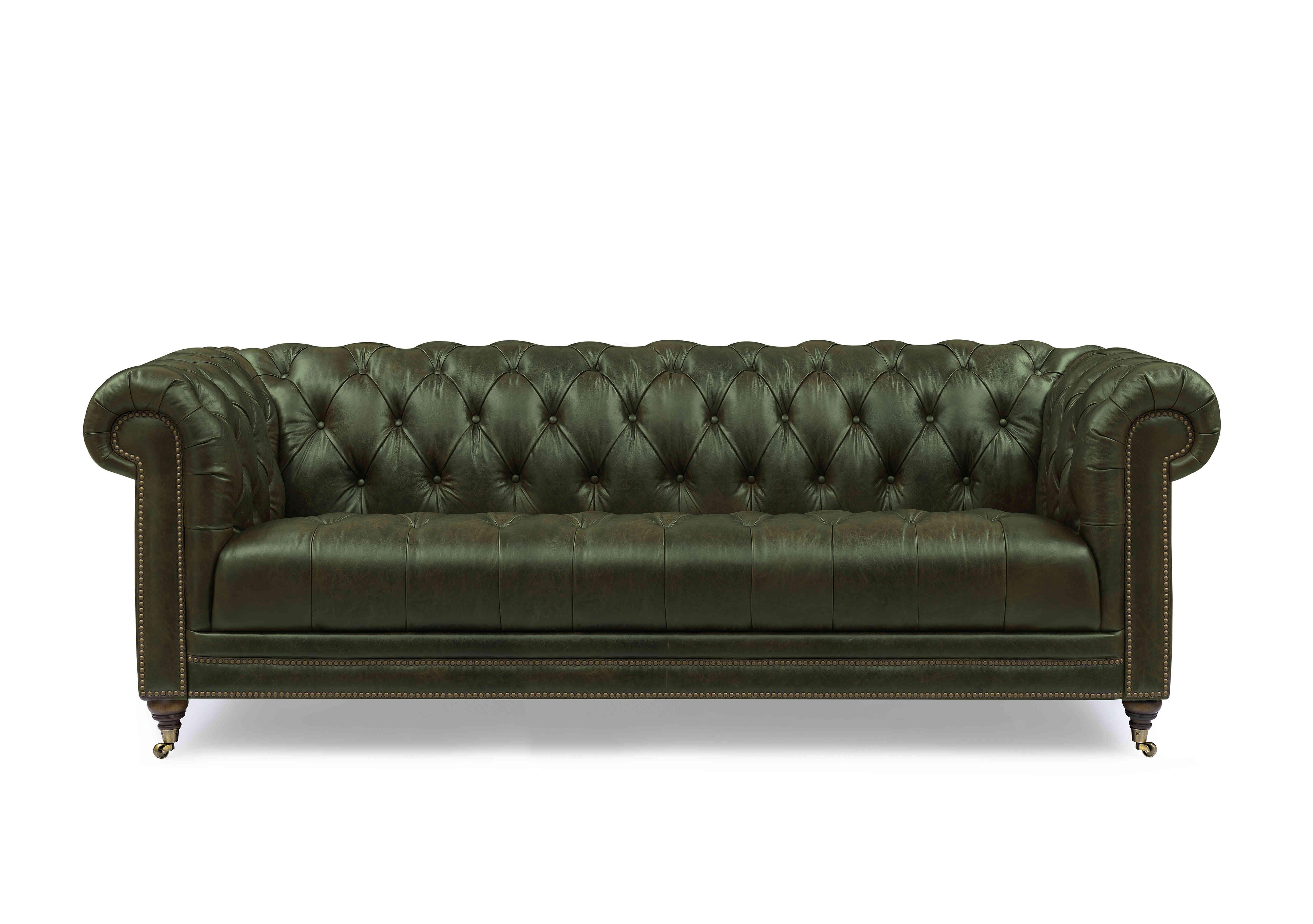 Walter 4 Seater Leather Chesterfield Sofa in X3y1-1965ls Emerald on Furniture Village