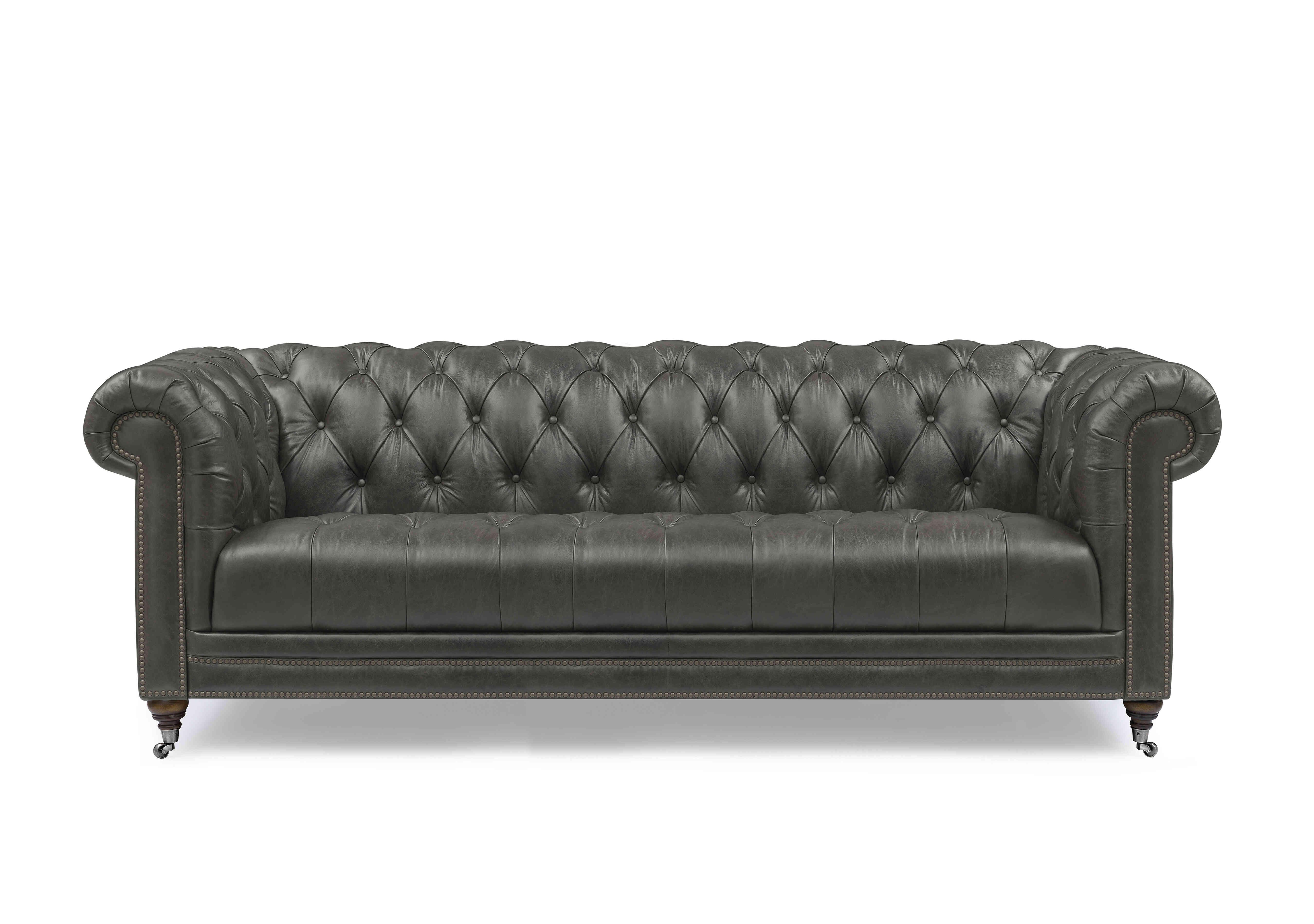 Walter 4 Seater Leather Chesterfield Sofa in X3y2-1966ls Granite on Furniture Village