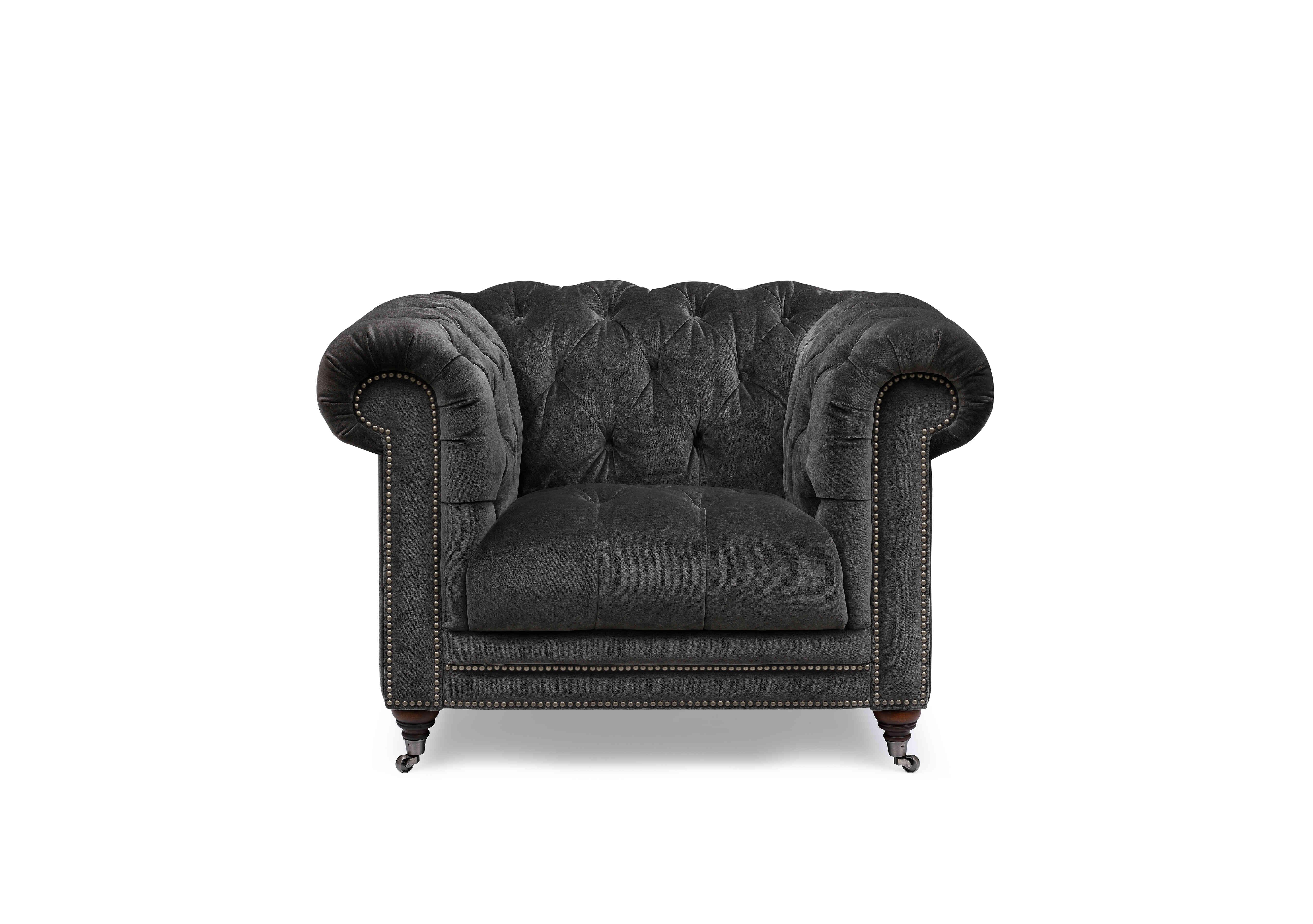Walter Fabric Chesterfield Chair in X3y2-W021 Moonstone on Furniture Village