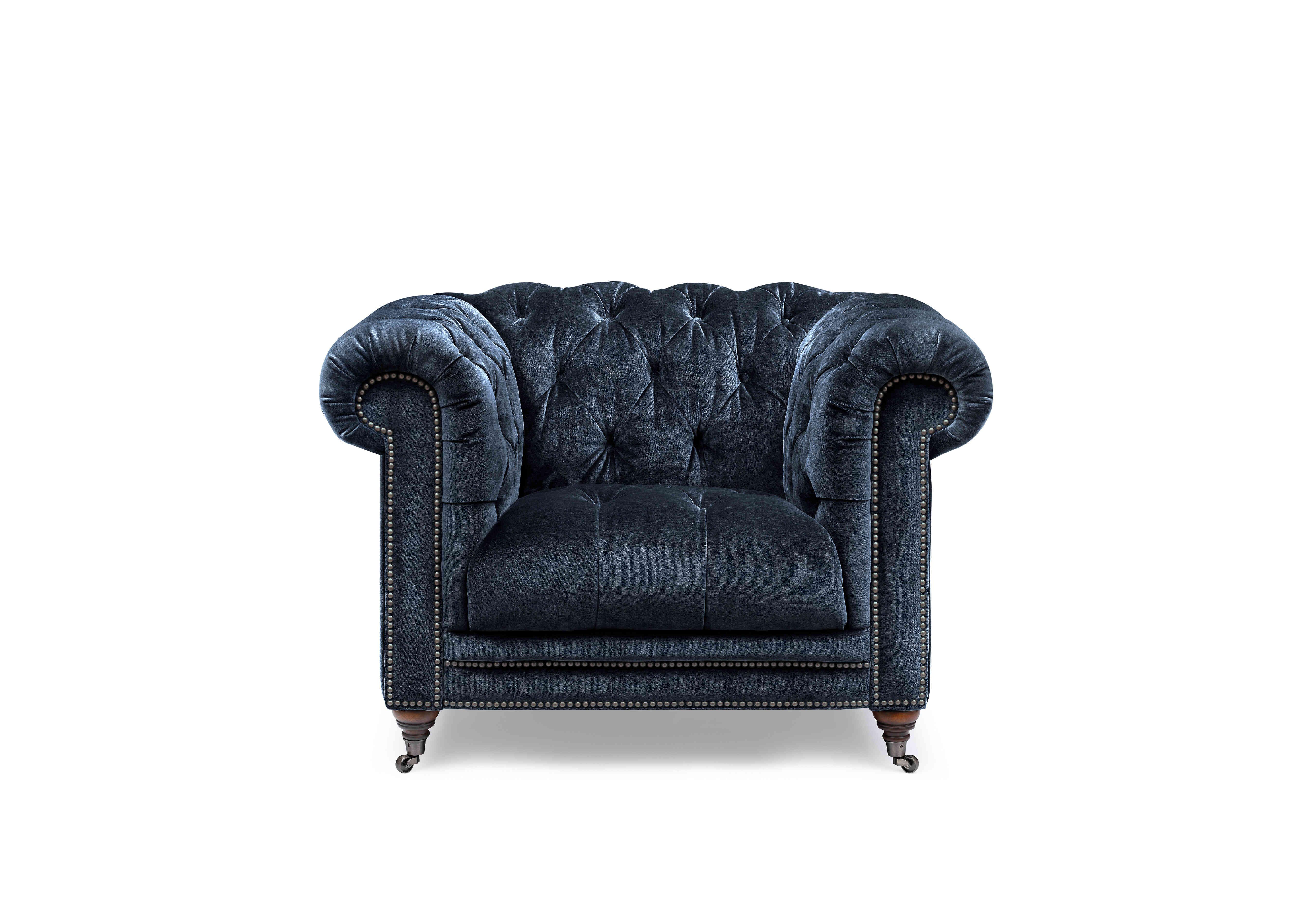 Walter Fabric Chesterfield Chair in Midnight X3y2-W024 on Furniture Village
