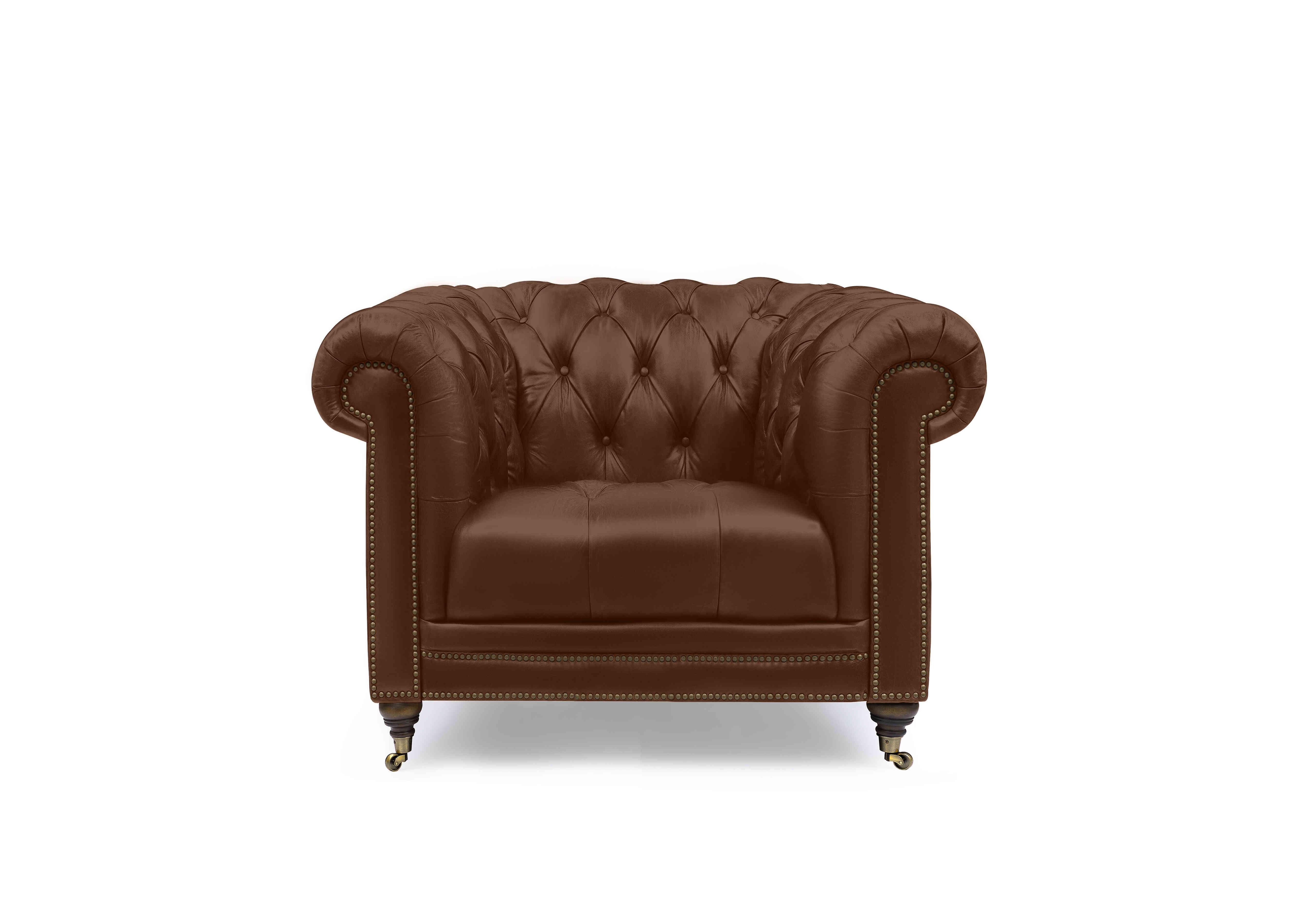 Walter Leather Chesterfield Chair in Cedar Brown X3-1569ls on Furniture Village