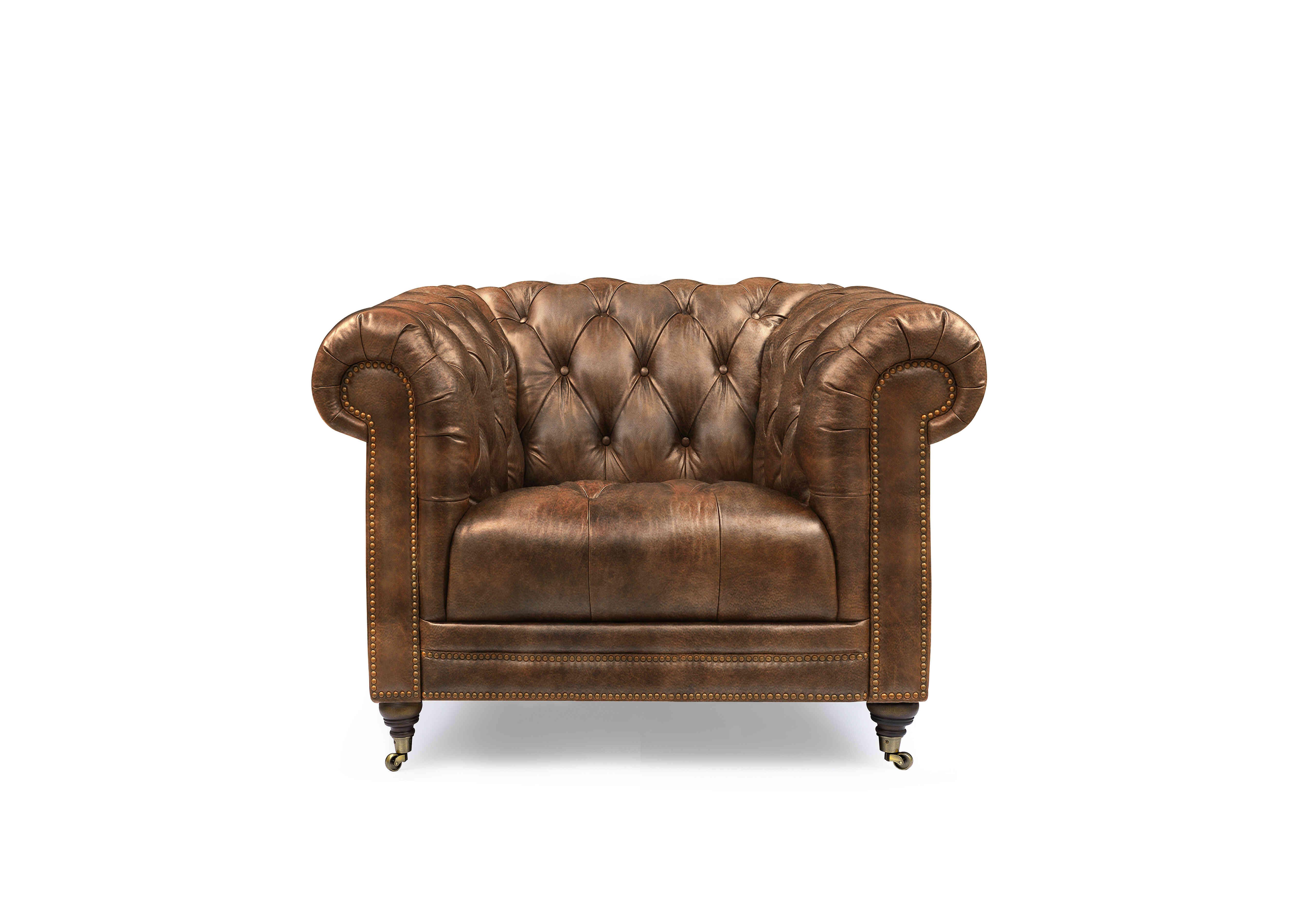 Walter Leather Chesterfield Chair in Saddle X3y1-1981ls on Furniture Village