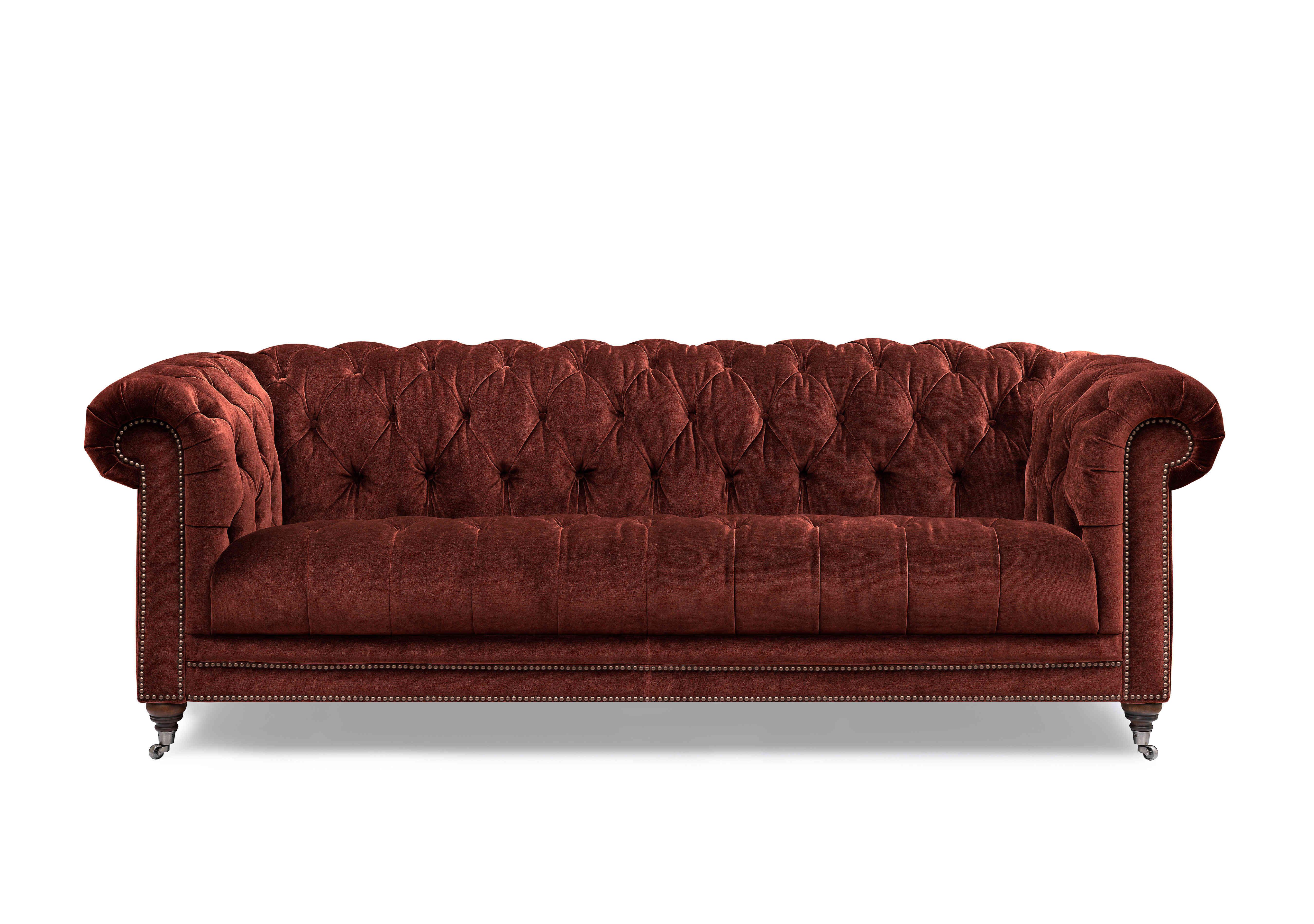 Walter 4 Seater Fabric Chesterfield Sofa with USB-C in X3y1-W019 Tawny on Furniture Village