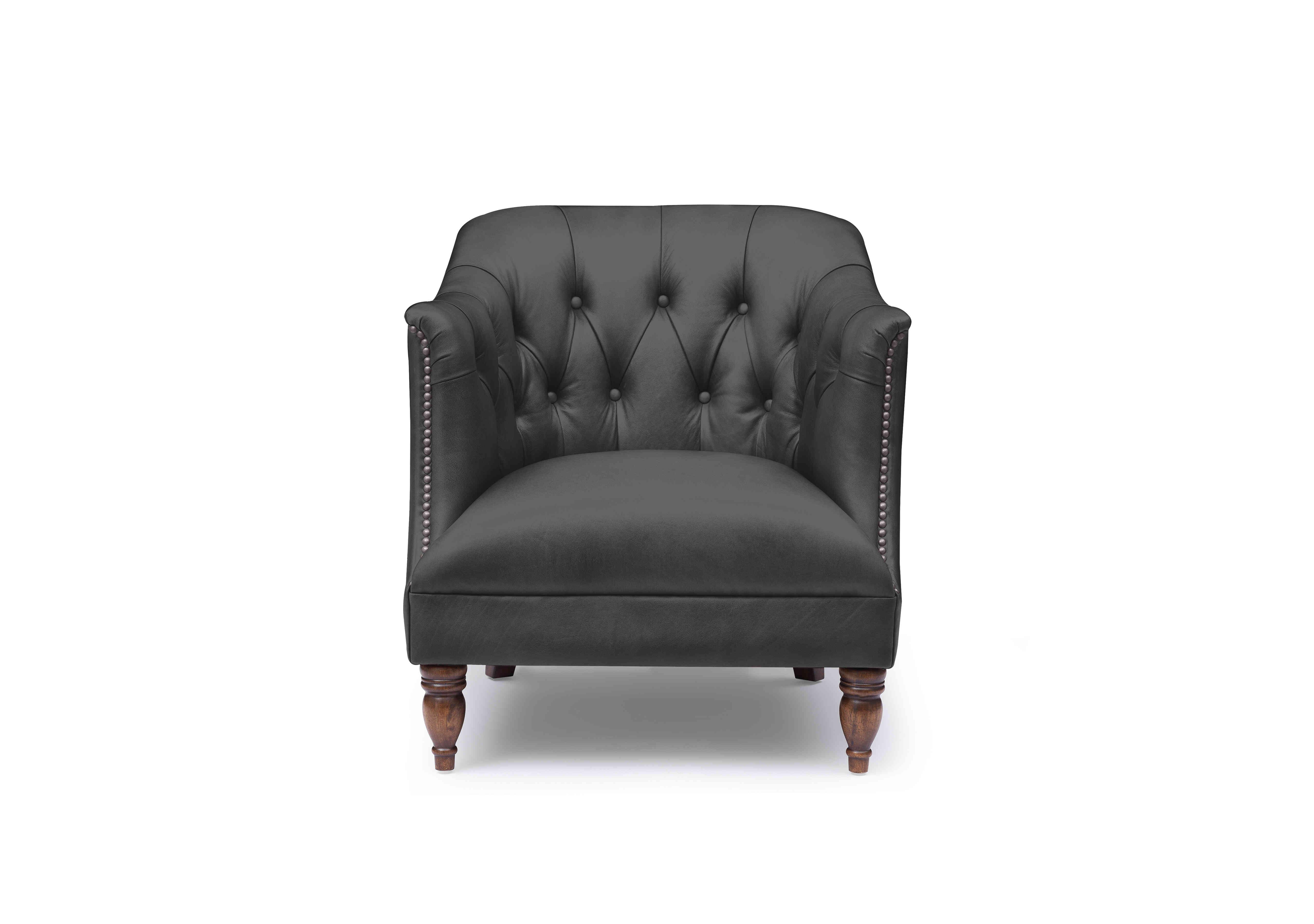 Henson Leather Tub Chair in X1-2088ls Coal Dust on Furniture Village