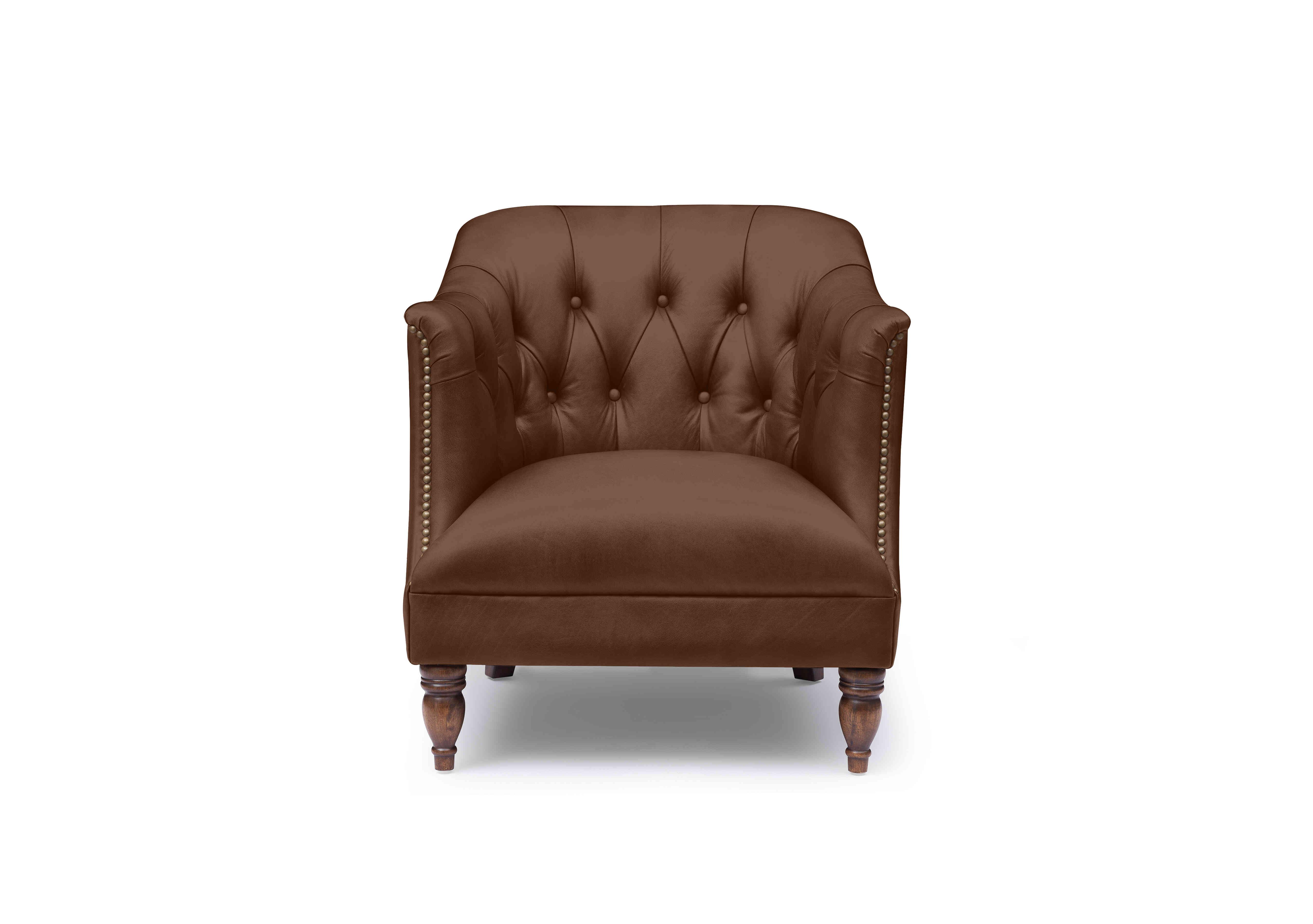 Henson Leather Tub Chair in X3-1569ls Cedar Brown on Furniture Village