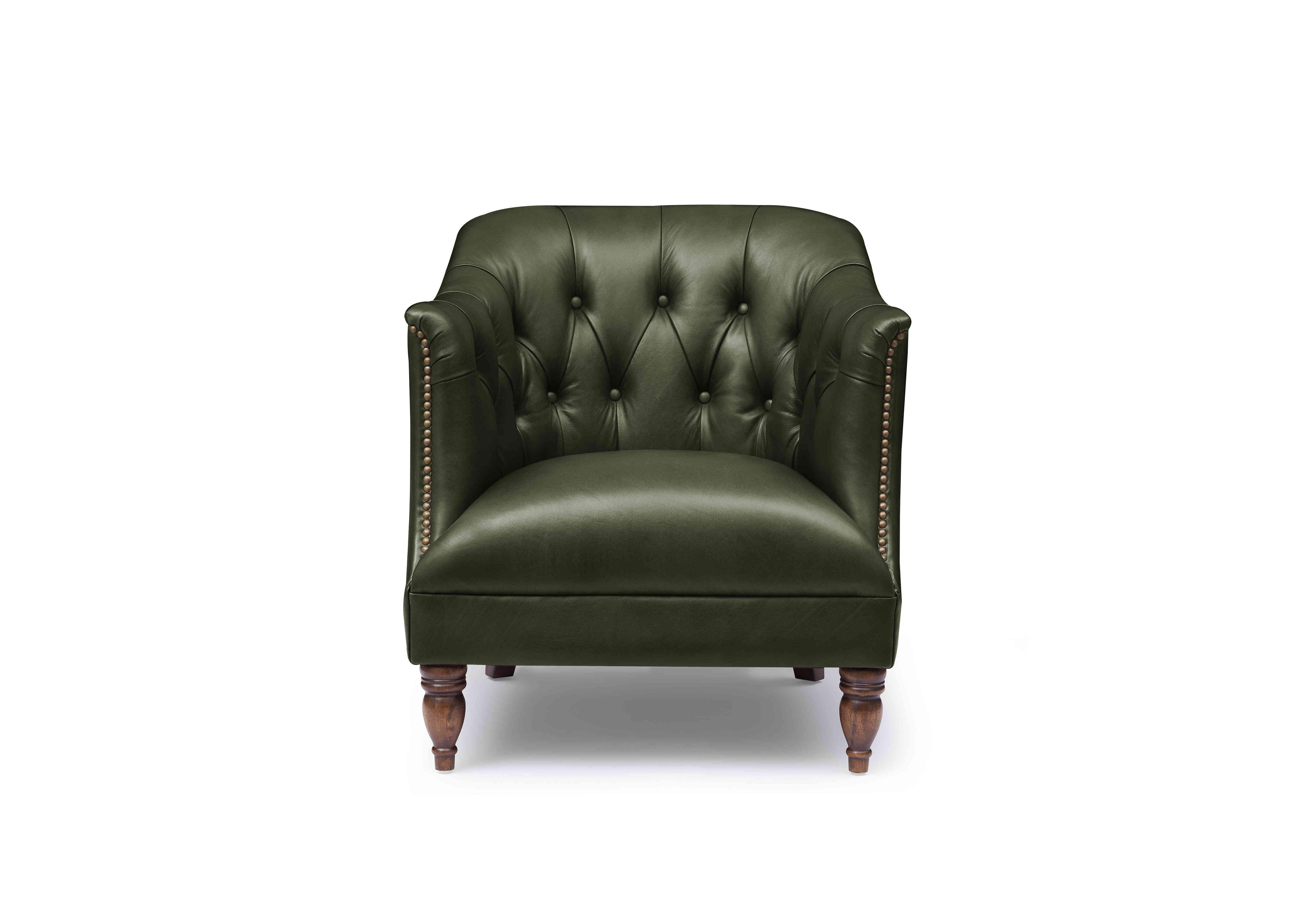 Henson Leather Tub Chair in X3y1-1965ls Emerald on Furniture Village