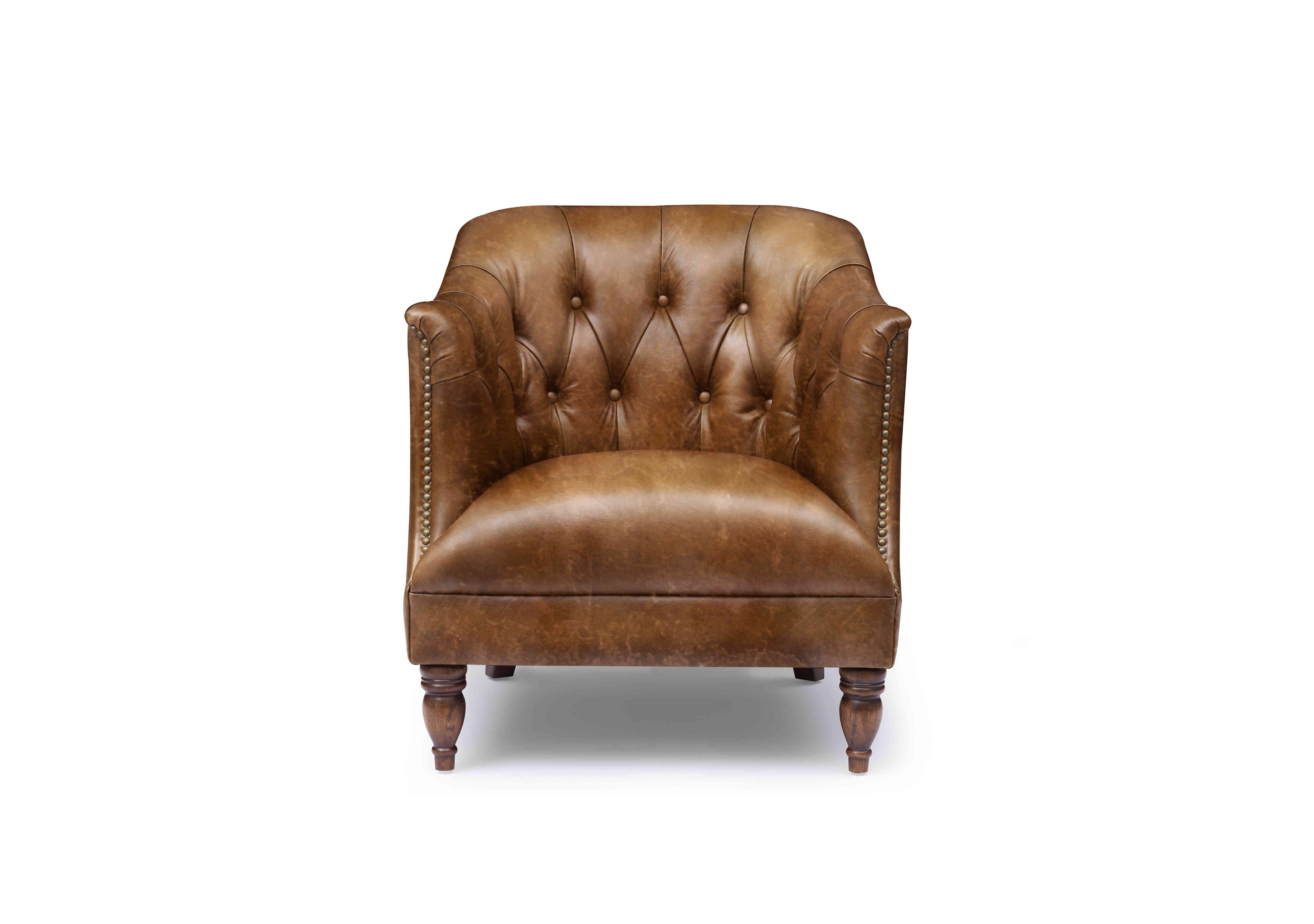 Henson Leather Tub Chair in X3y1-1981ls Saddle on Furniture Village