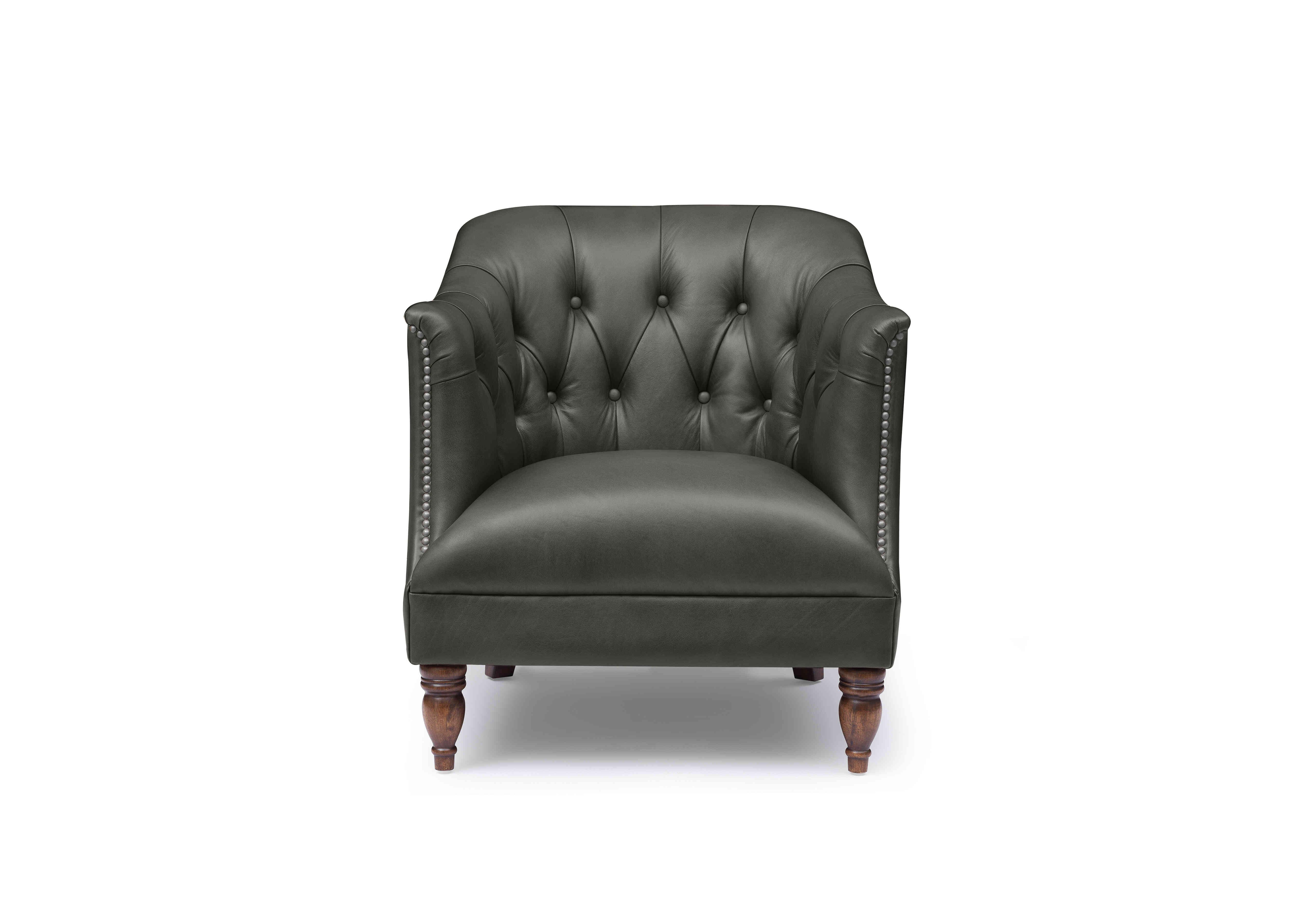 Henson Leather Tub Chair in X3y2-1966ls Granite on Furniture Village