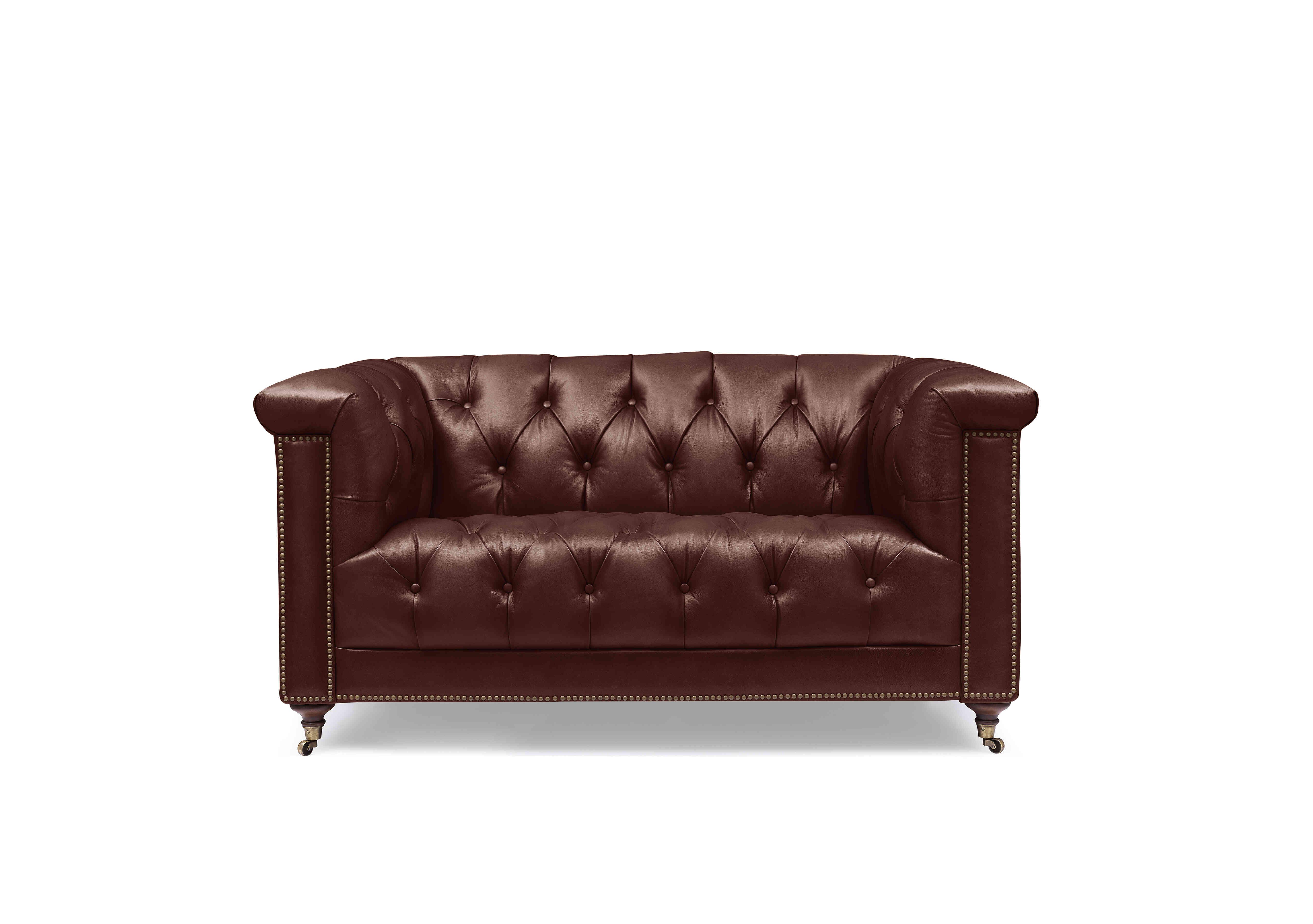 Wallace 2 Seater Leather Chesterfield Sofa in X3y1-1964ls Merlot on Furniture Village