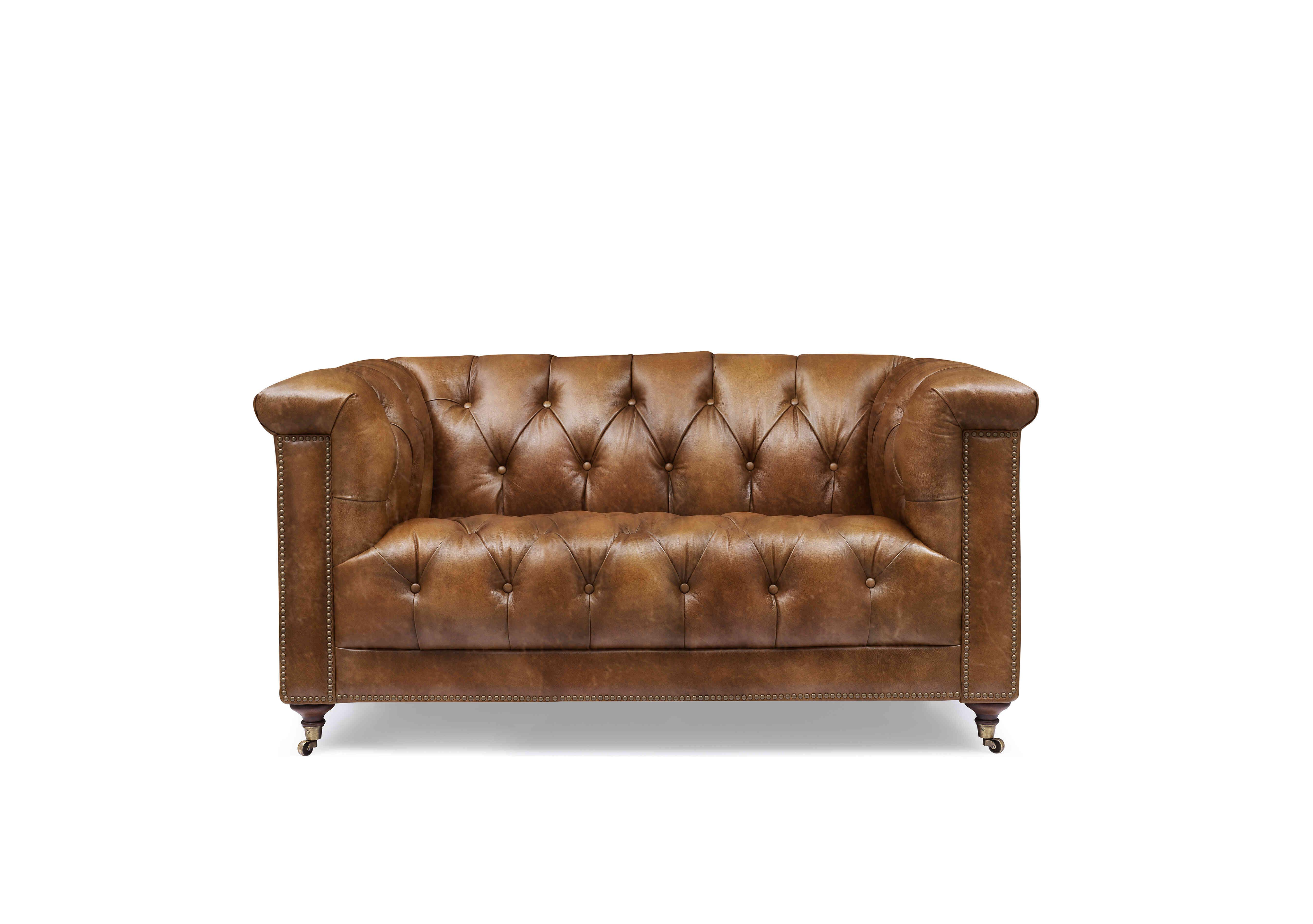 Wallace 2 Seater Leather Chesterfield Sofa in X3y1-1981ls Saddle on Furniture Village