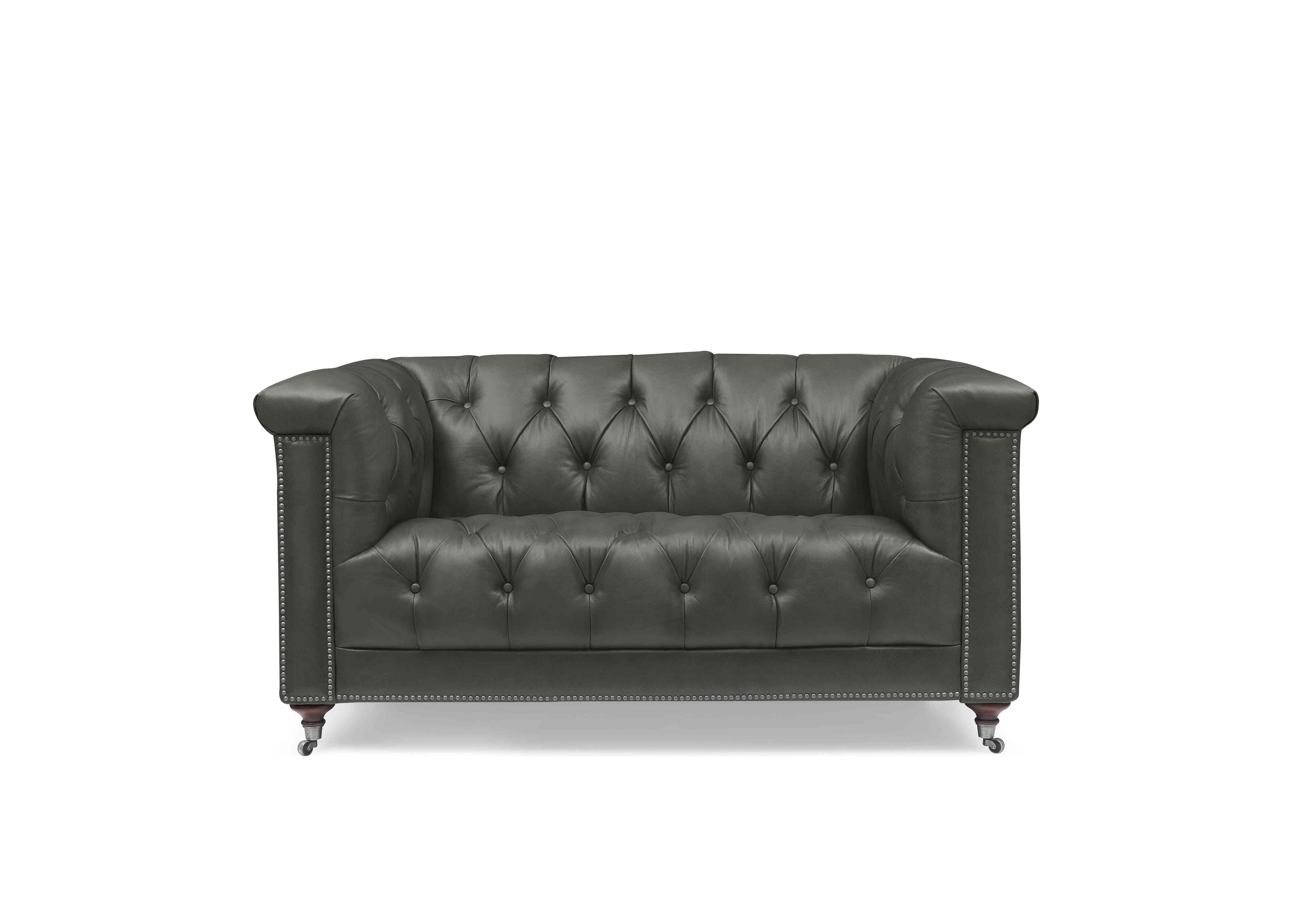 Wallace 2 Seater Leather Chesterfield Sofa in X3y2-1966ls Granite on Furniture Village