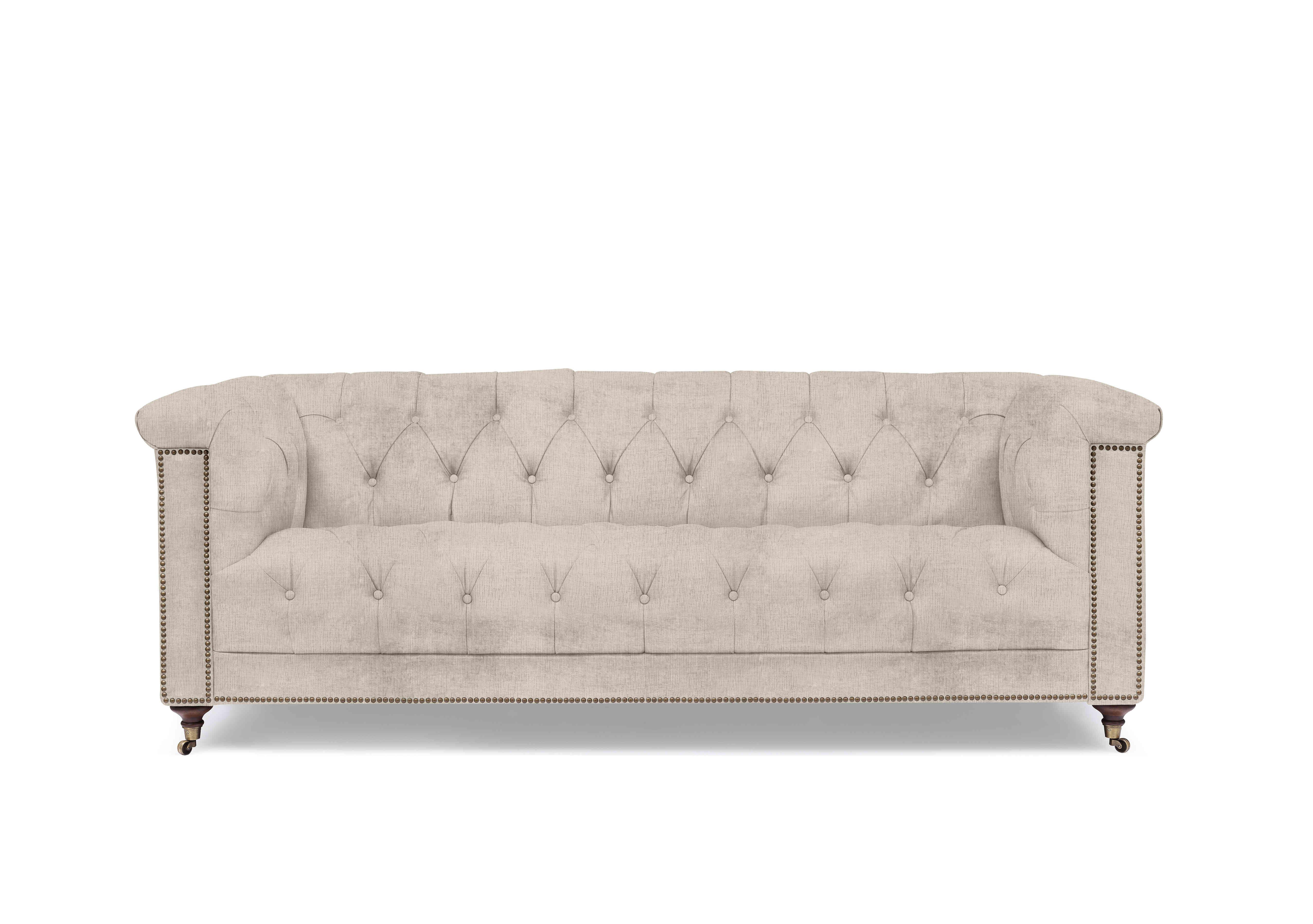 Wallace 3 Seater Fabric Chesterfield Sofa in X3-A603 Stone Hearth on Furniture Village