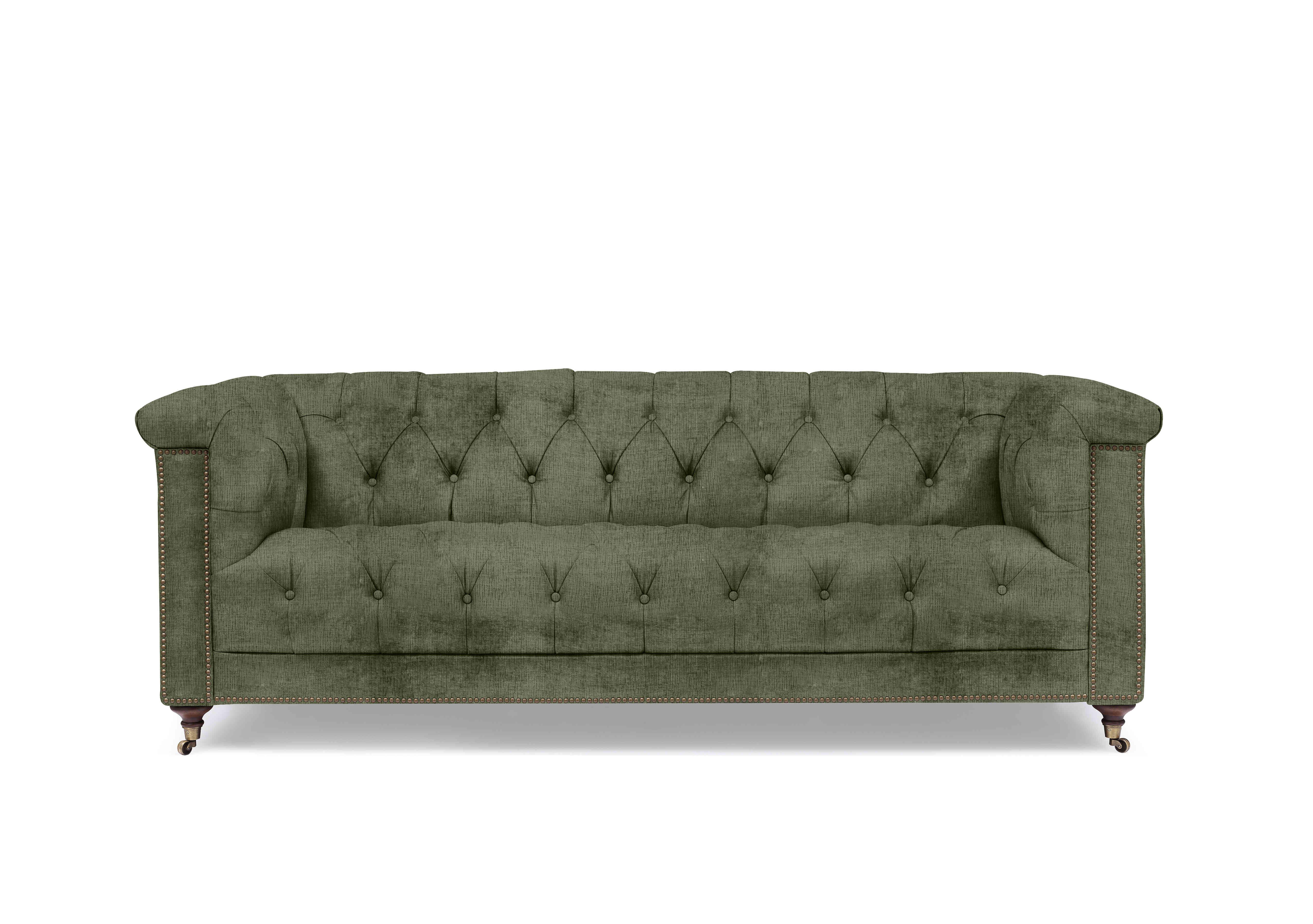 Wallace 3 Seater Fabric Chesterfield Sofa in X3-A616 Hunter Green on Furniture Village