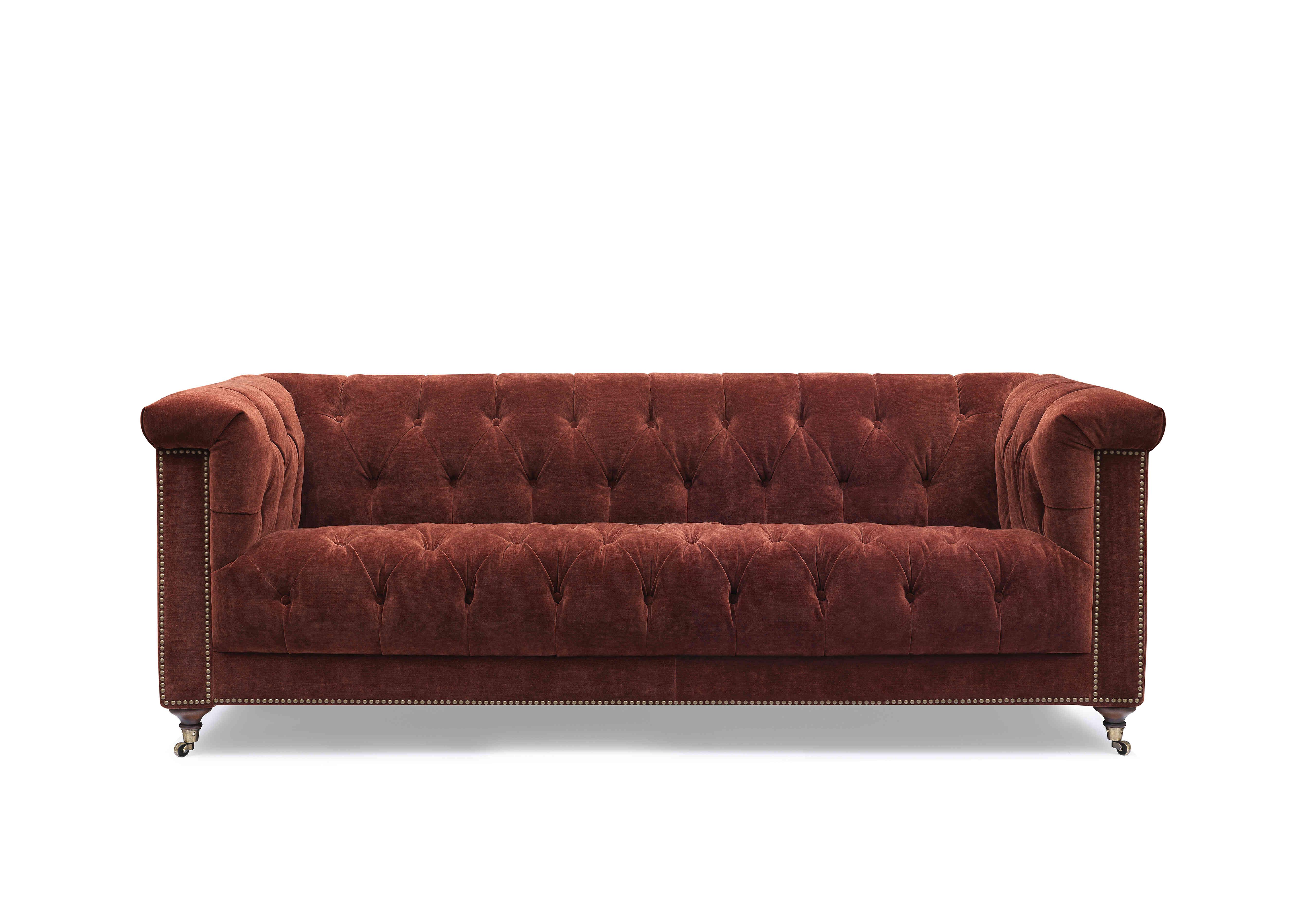 Wallace 3 Seater Fabric Chesterfield Sofa in X3y1-W019 Tawny on Furniture Village