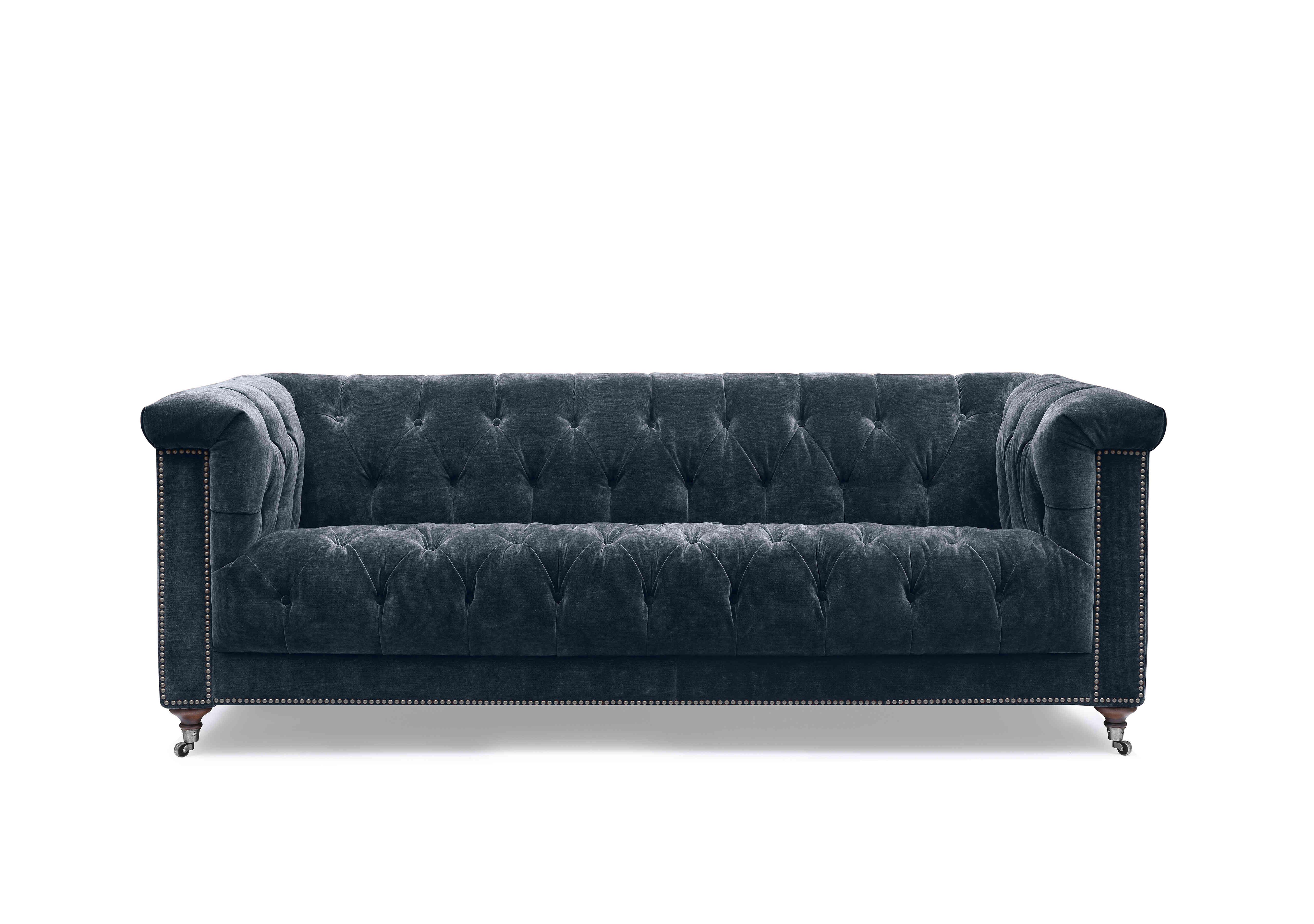 Wallace 3 Seater Fabric Chesterfield Sofa in X3y2-W024 Midnight on Furniture Village