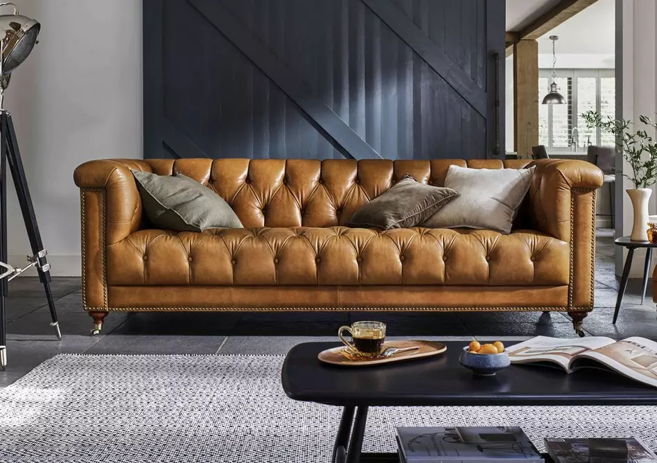 Wallace 3 Seater Leather Chesterfield Sofa