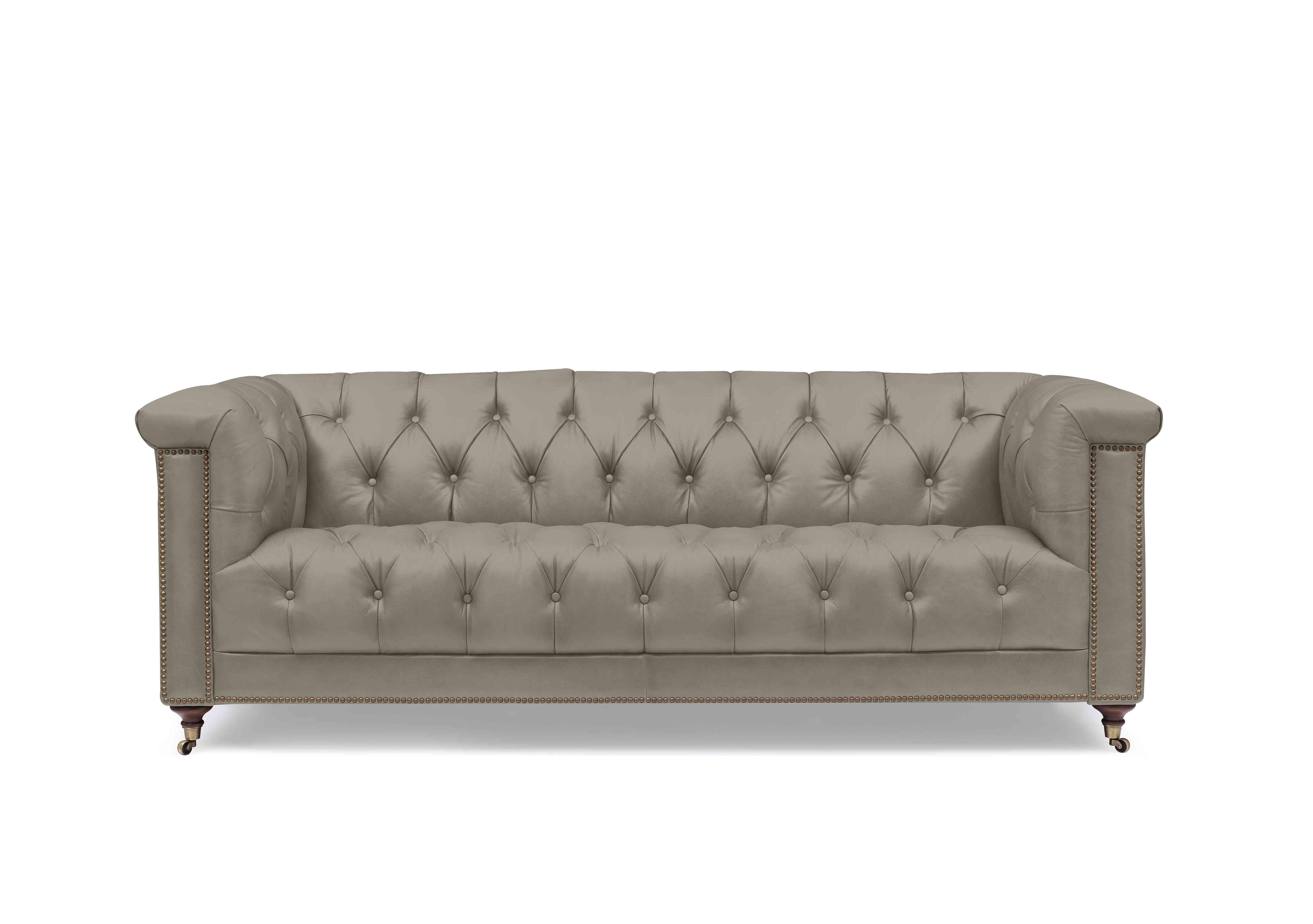 Wallace 3 Seater Leather Chesterfield Sofa in X3-2083ls Urbane Gry on Furniture Village