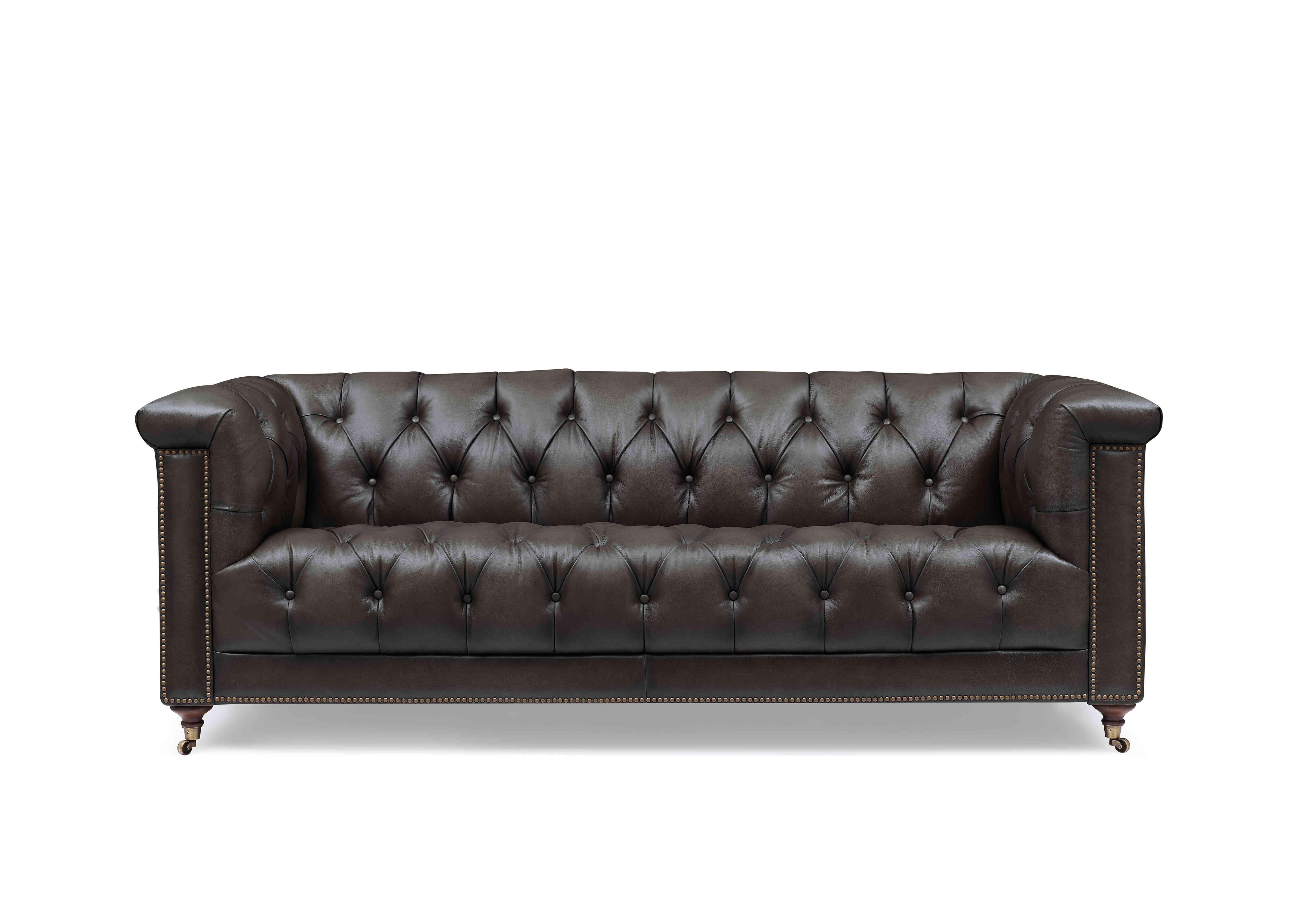 Wallace 3 Seater Leather Chesterfield Sofa in X3y1-1759ls Cannon on Furniture Village