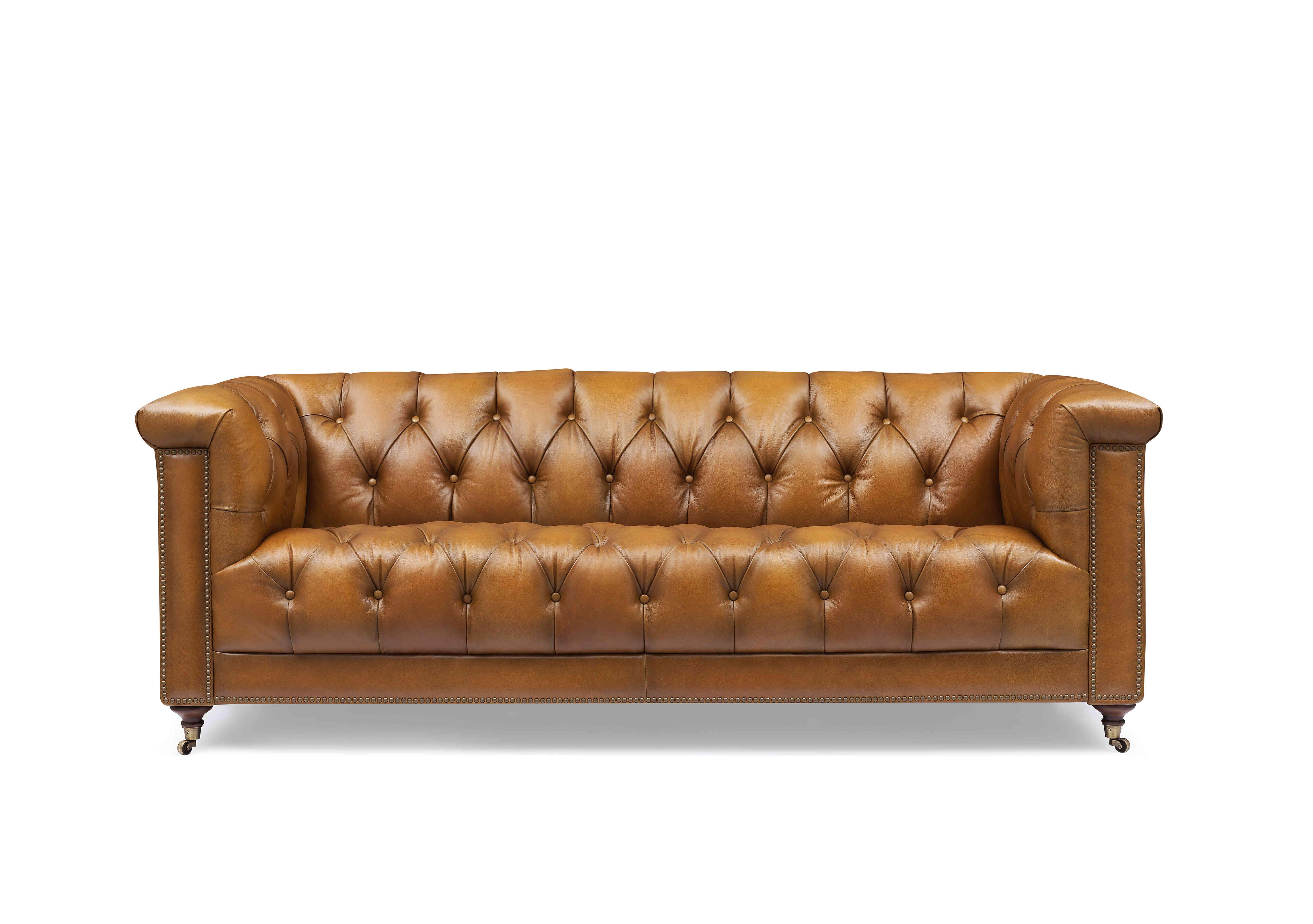 Wallace 3 Seater Leather Chesterfield Sofa in X3y1-1957ls Inca on Furniture Village