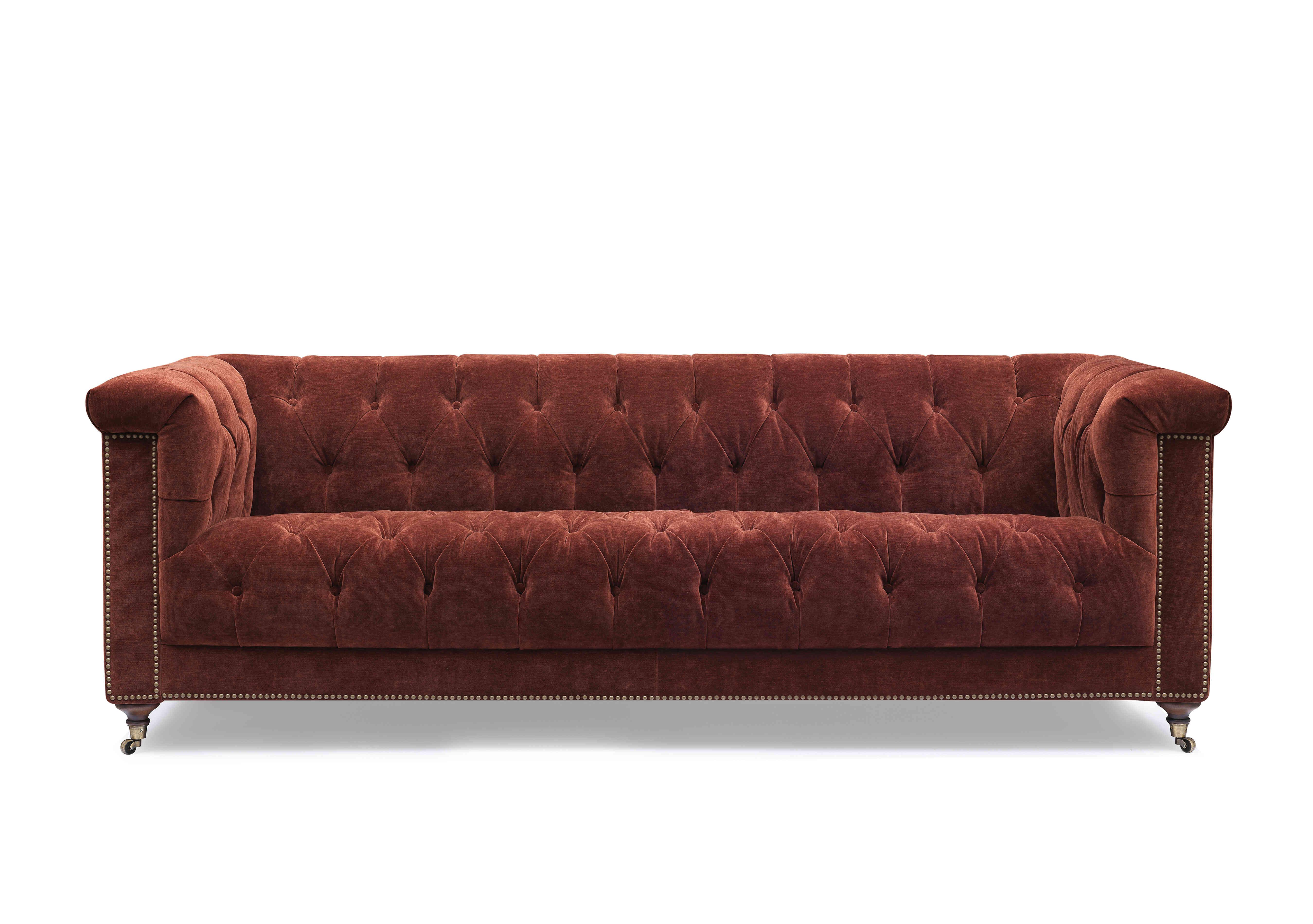 Wallace 4 Seater Fabric Chesterfield Sofa in X3y1-W019 Tawny on Furniture Village