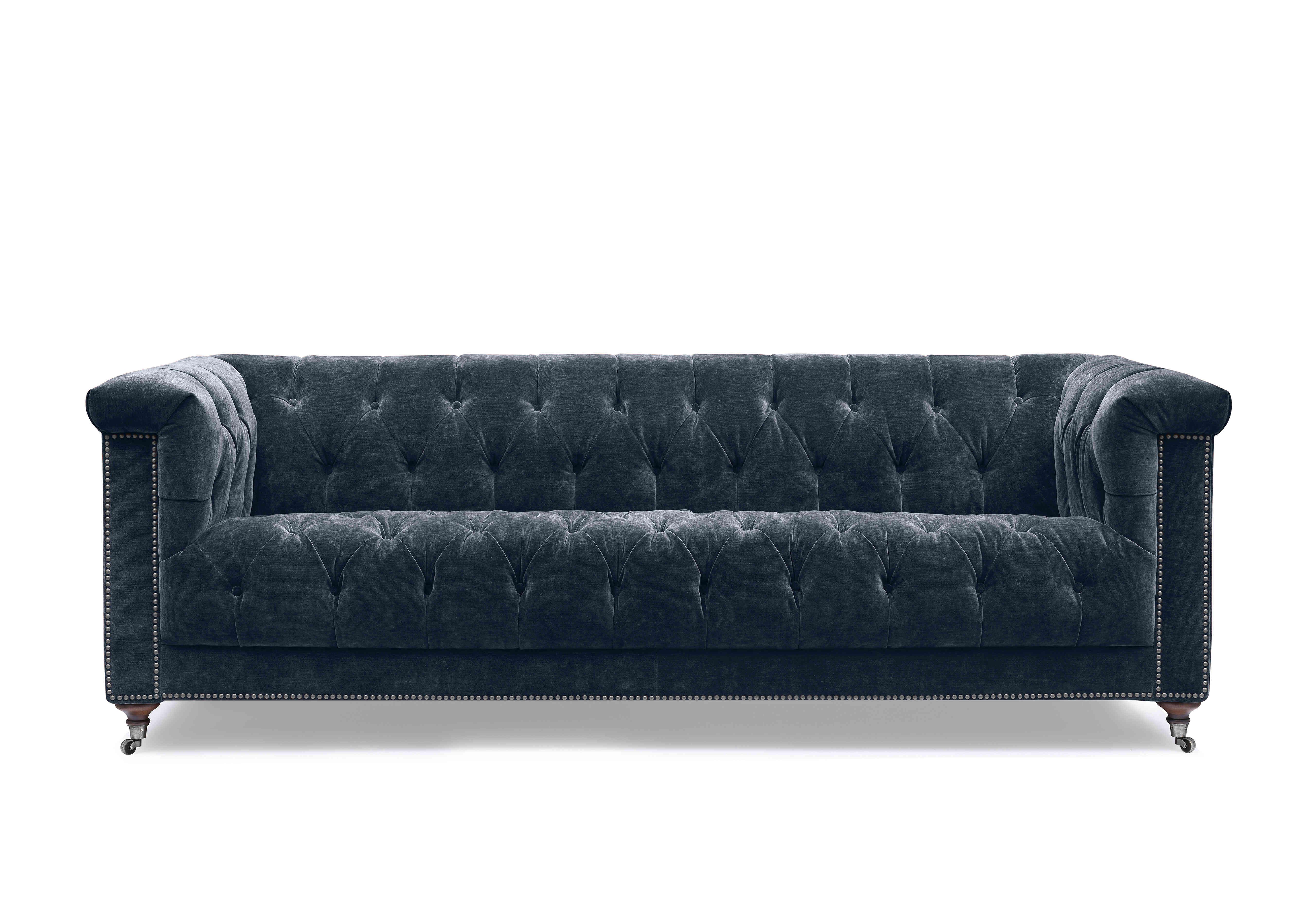 Wallace 4 Seater Fabric Chesterfield Sofa in X3y2-W024 Midnight on Furniture Village