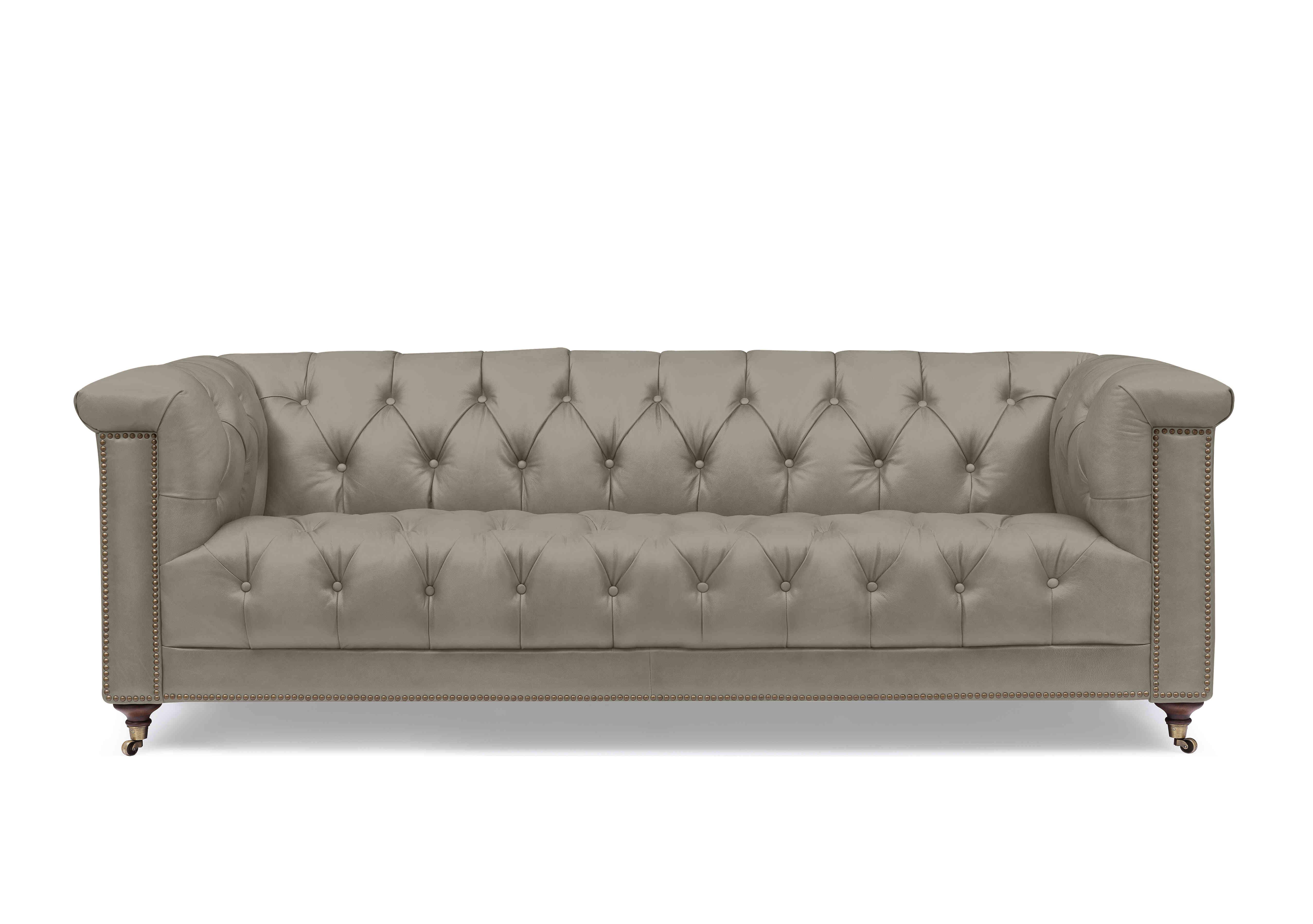 Wallace 4 Seater Leather Chesterfield Sofa in X3-2083ls Urbane Gry on Furniture Village