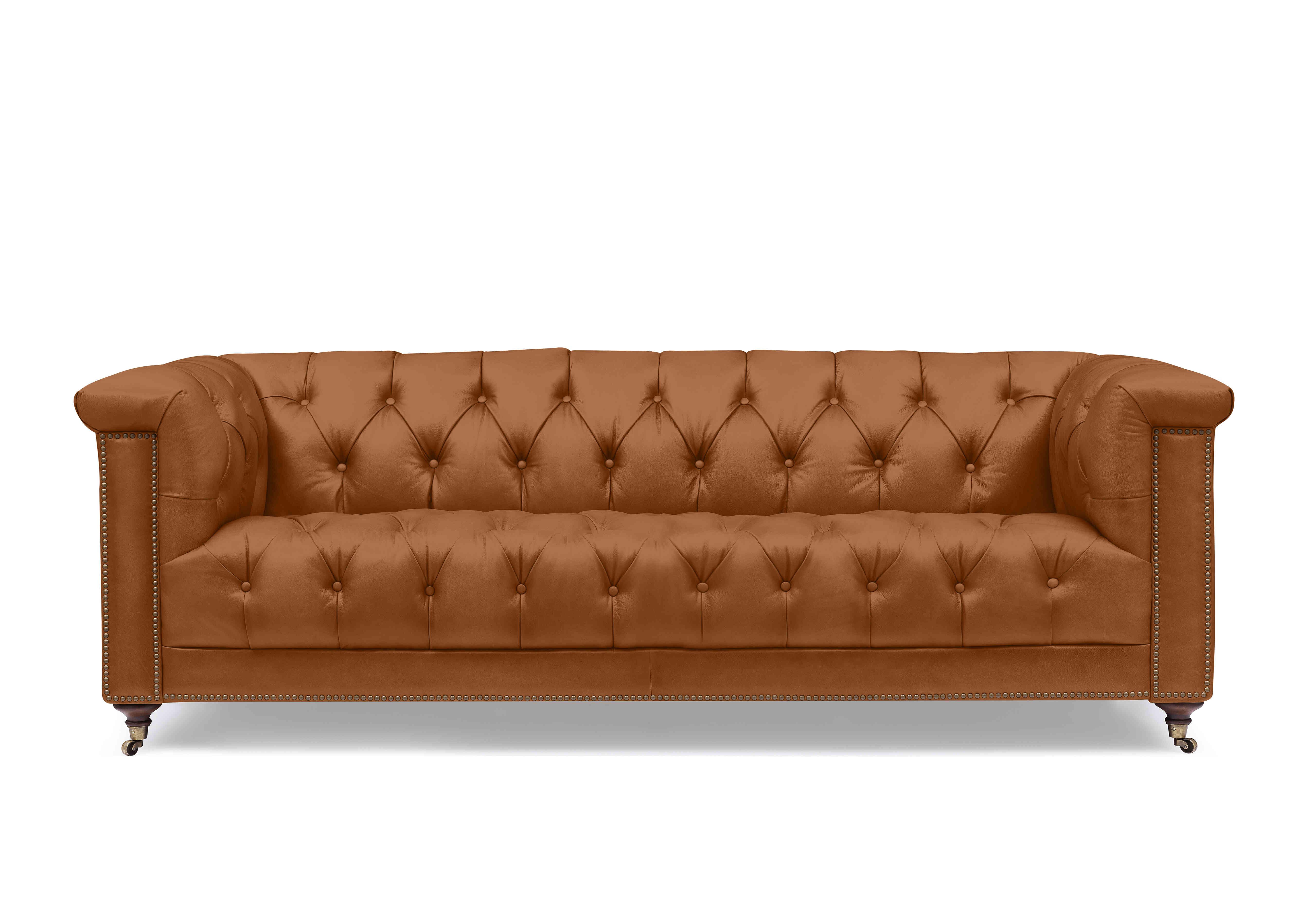 Wallace 4 Seater Leather Chesterfield Sofa in X3-2565ls Windsor Tan on Furniture Village