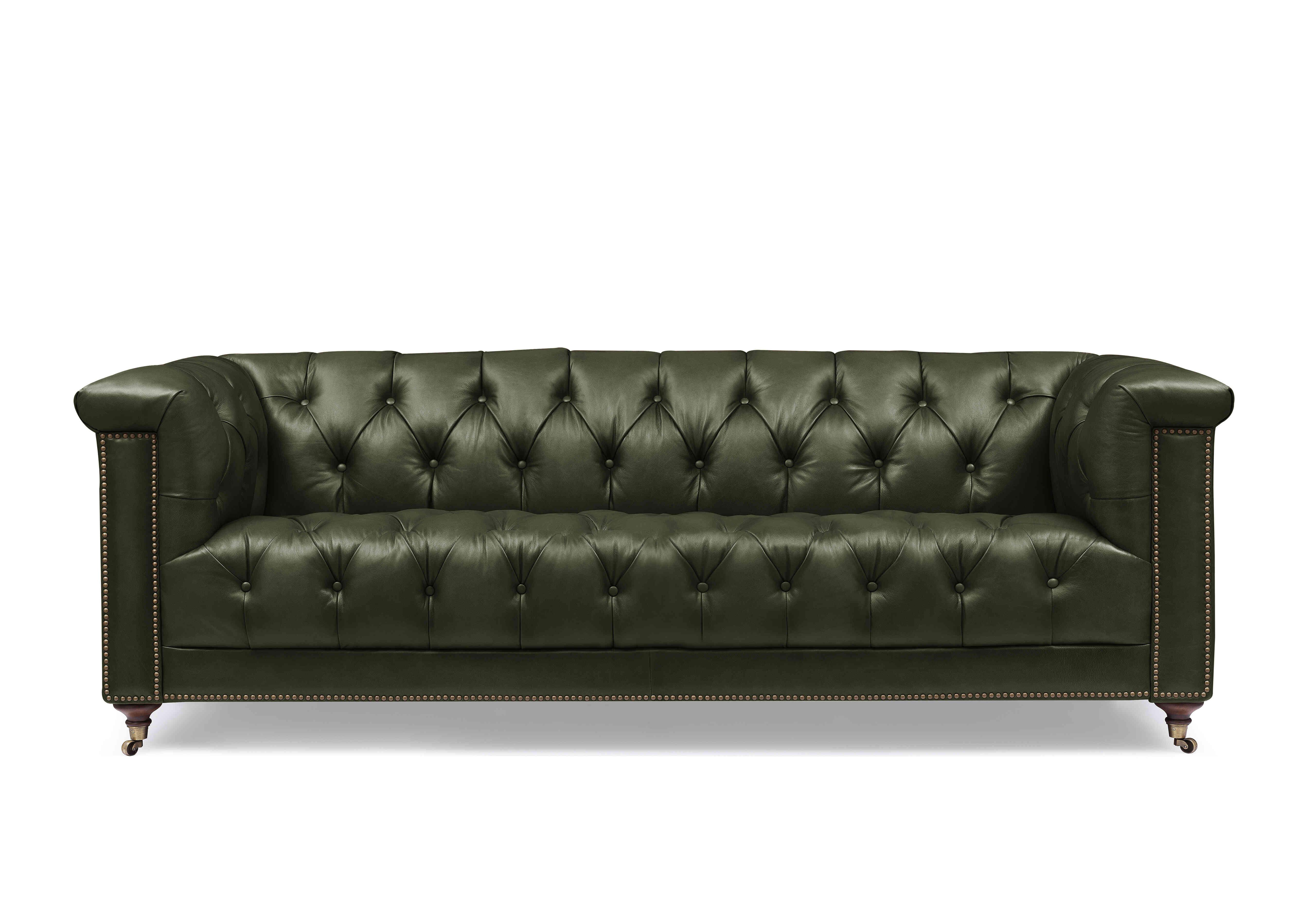 Wallace 4 Seater Leather Chesterfield Sofa in X3y1-1965ls Emerald on Furniture Village